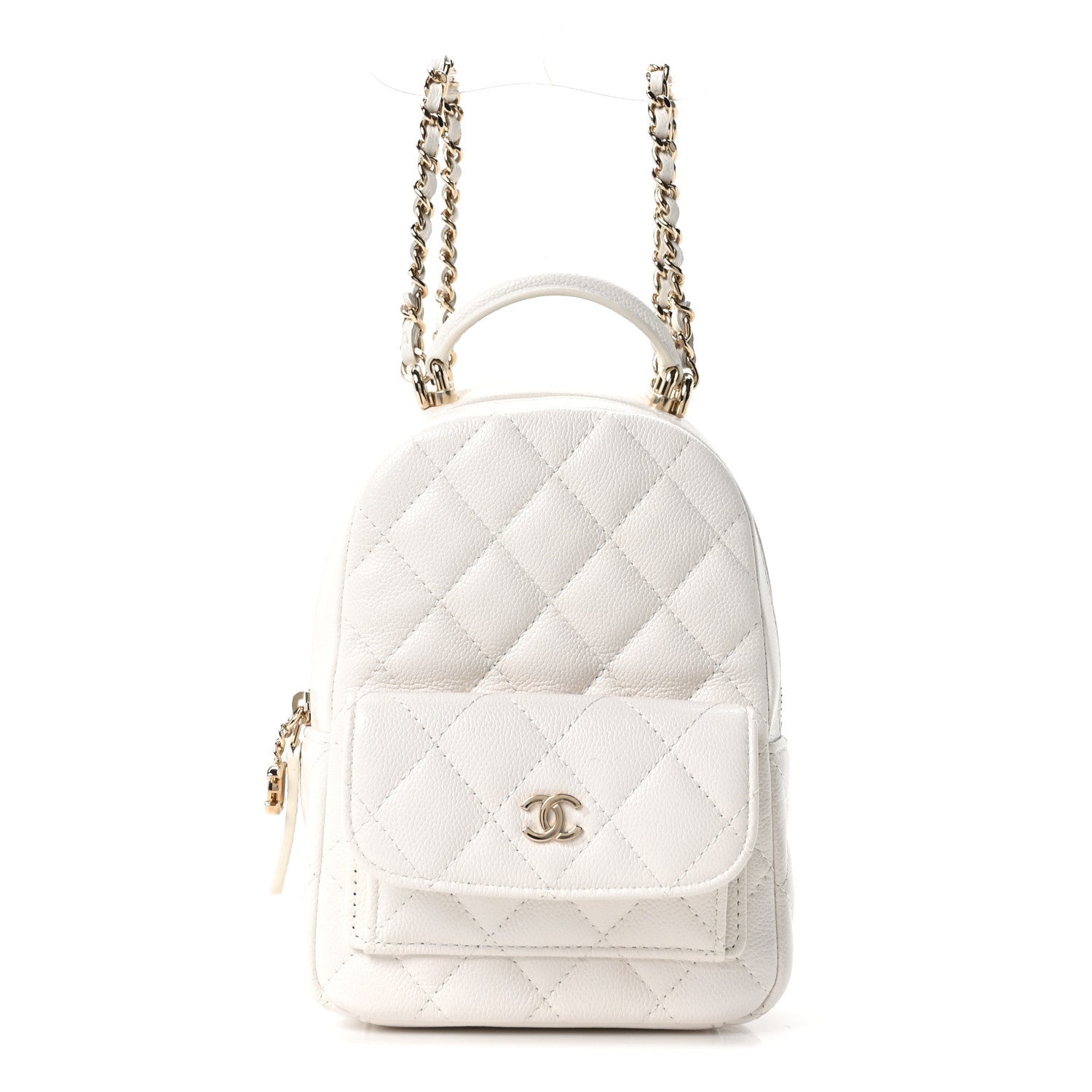 Caviar Quilted CC Mini Classic Backpack White