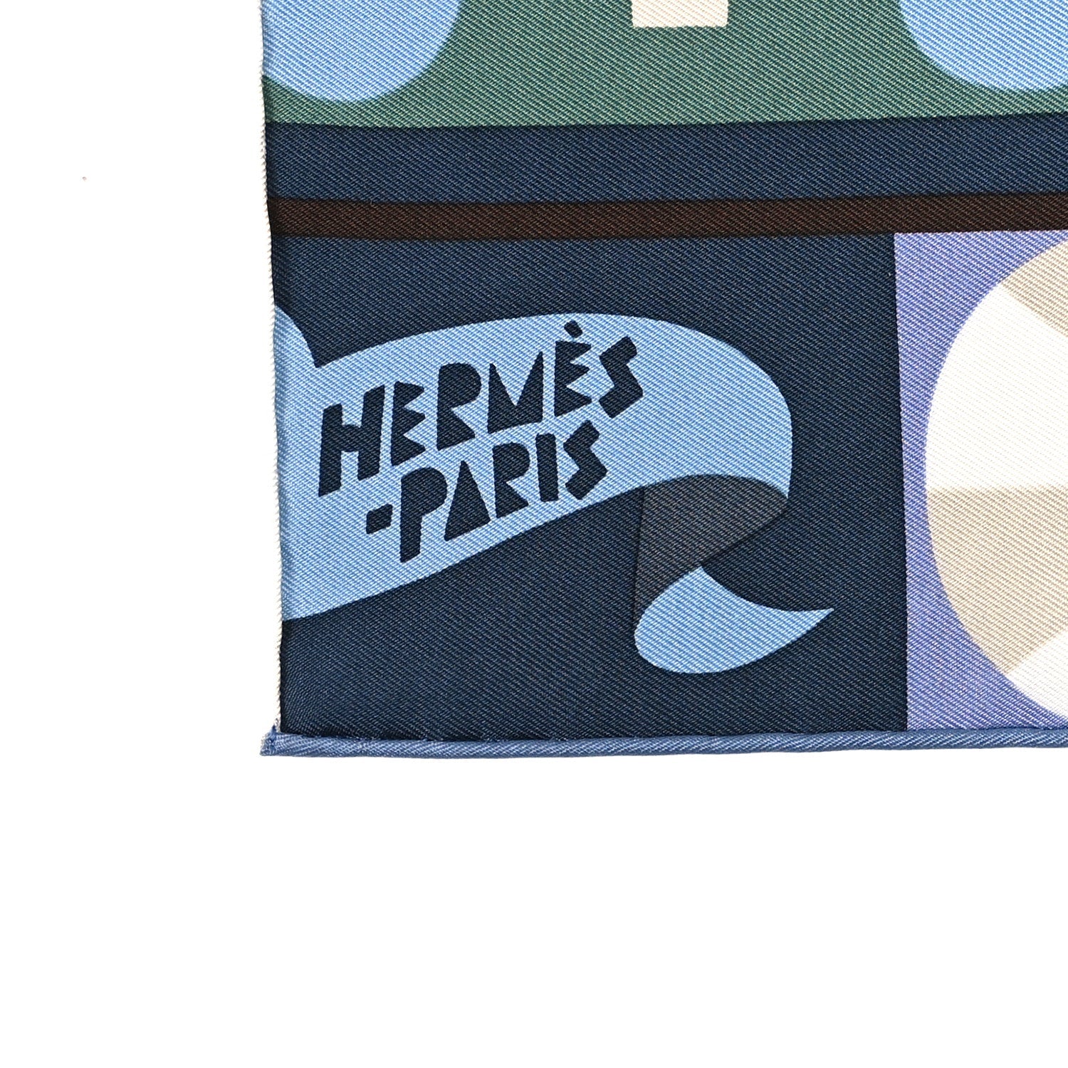 Silk Gavroche Parade En Fanfare Scarf 45 Bleu Ardoise Vert