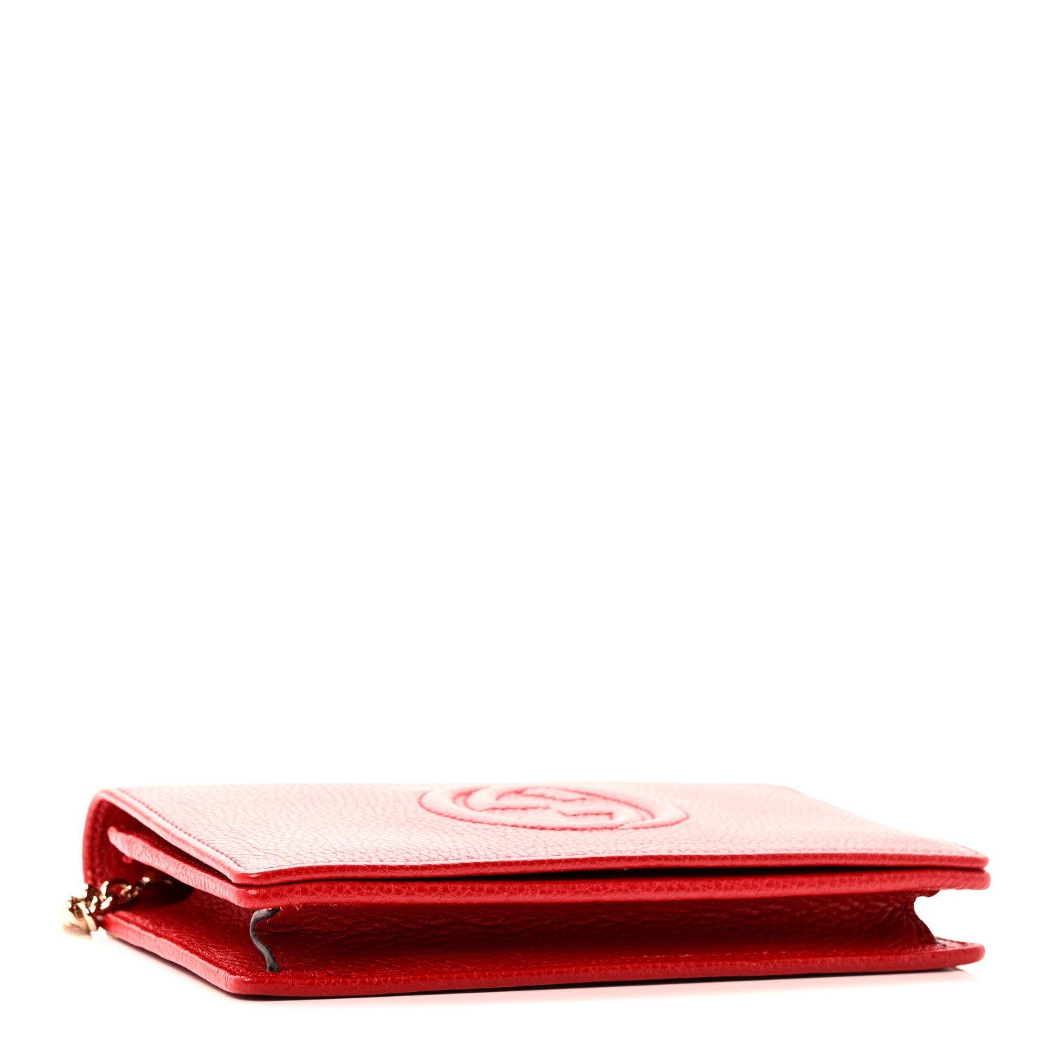 Pebbled Calfskin Soho Wallet on Chain Tabasco Red