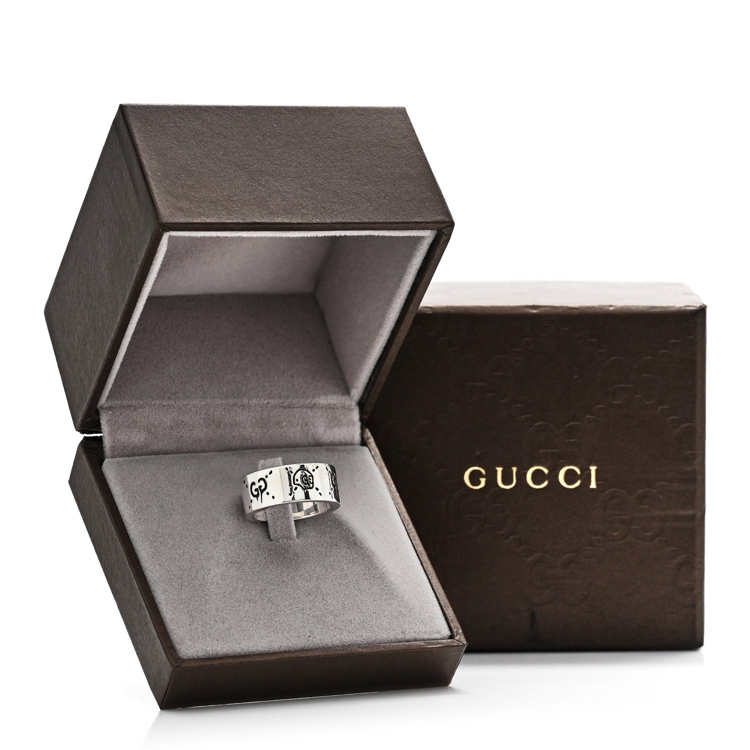 Sterling Silver GucciGhost Hamlet Skull Band Ring 53 6.5