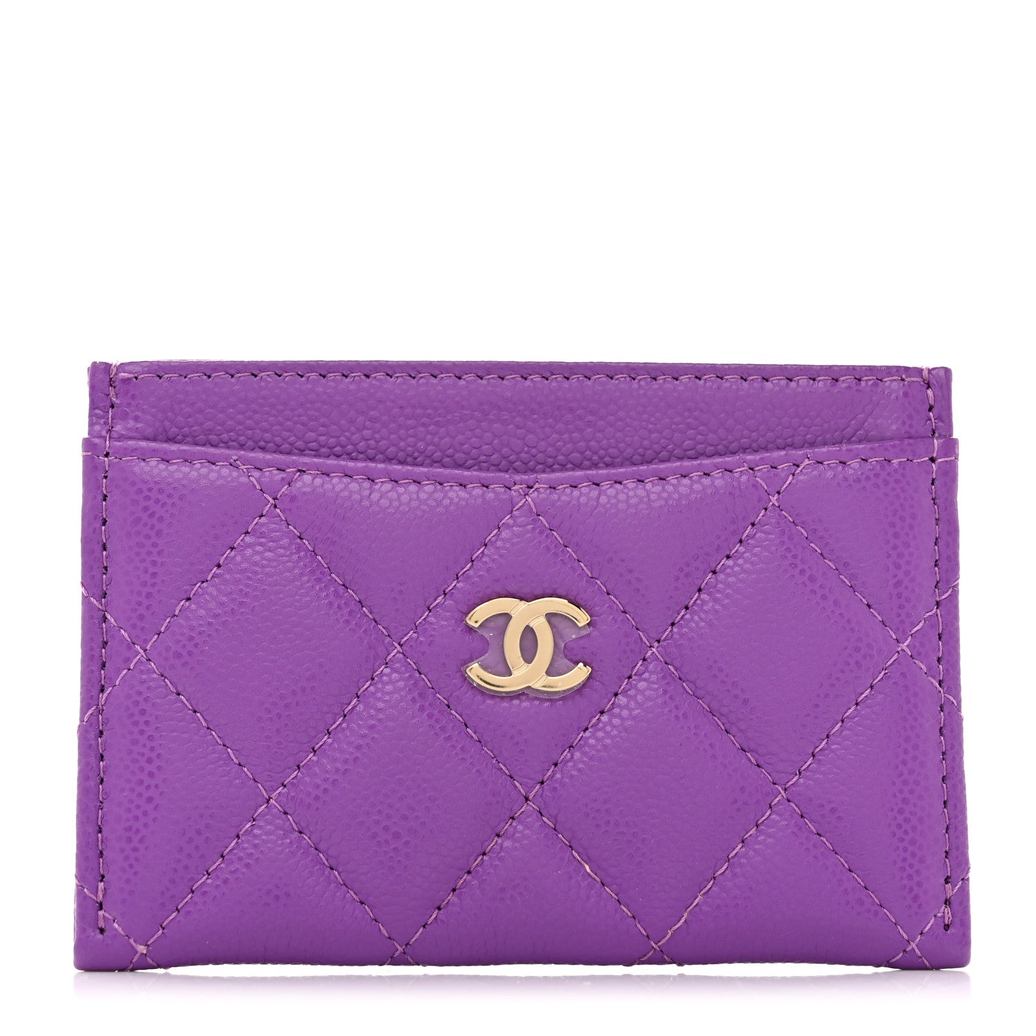 Caviar Quilted Card Holder Purple