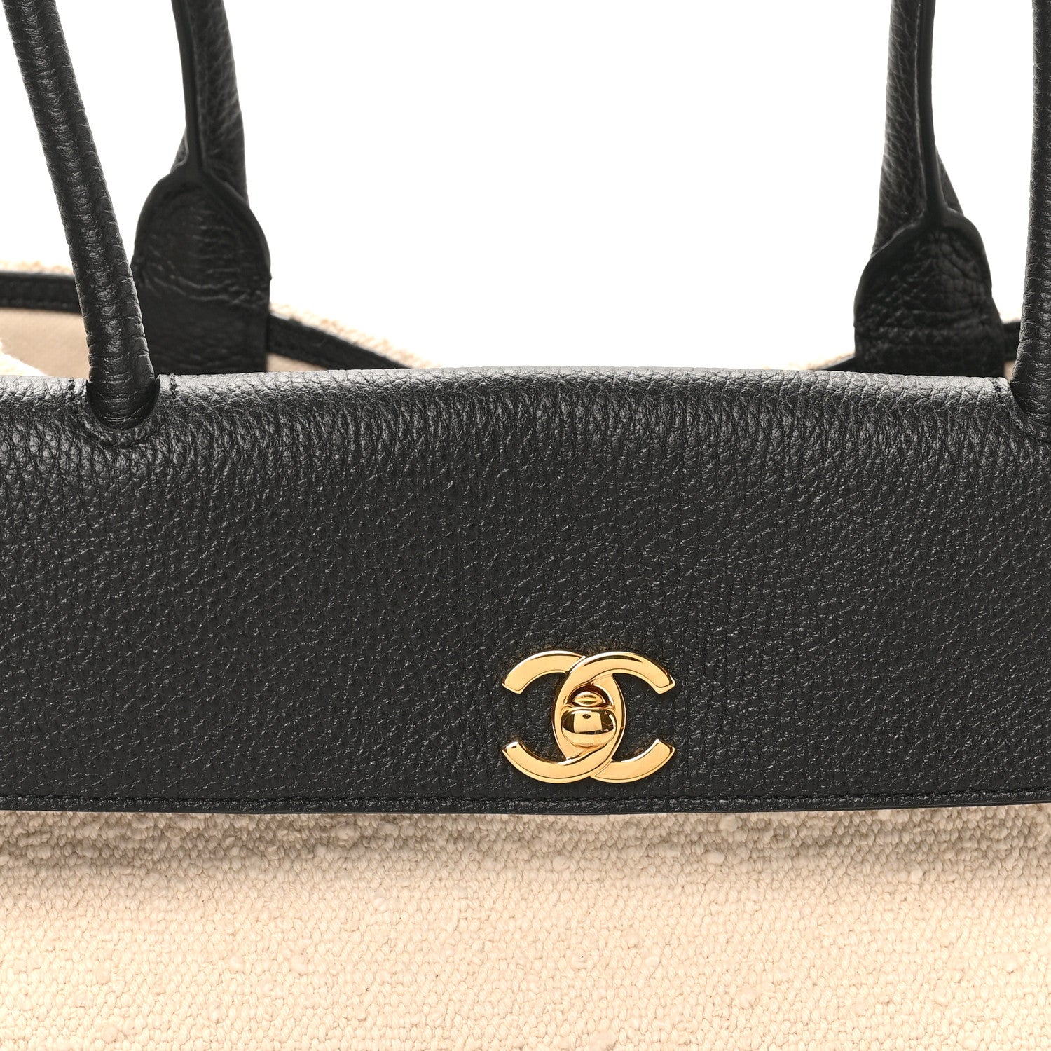 Grained Calfskin Boucle Urban Essentials Small Shopping Bag Black Ivory