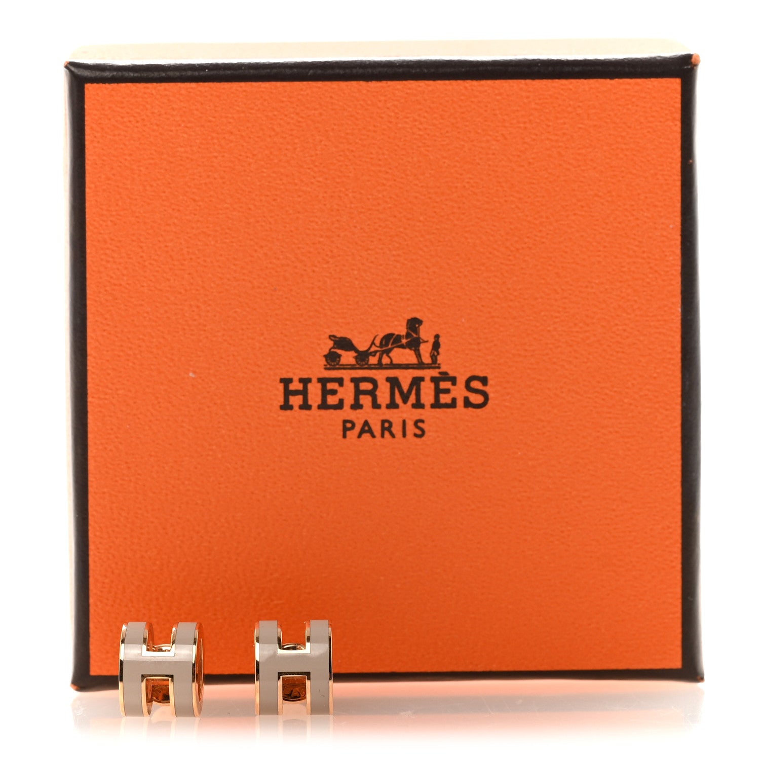 Rose Gold Lacquered Mini Pop H Earrings  Marron Glace