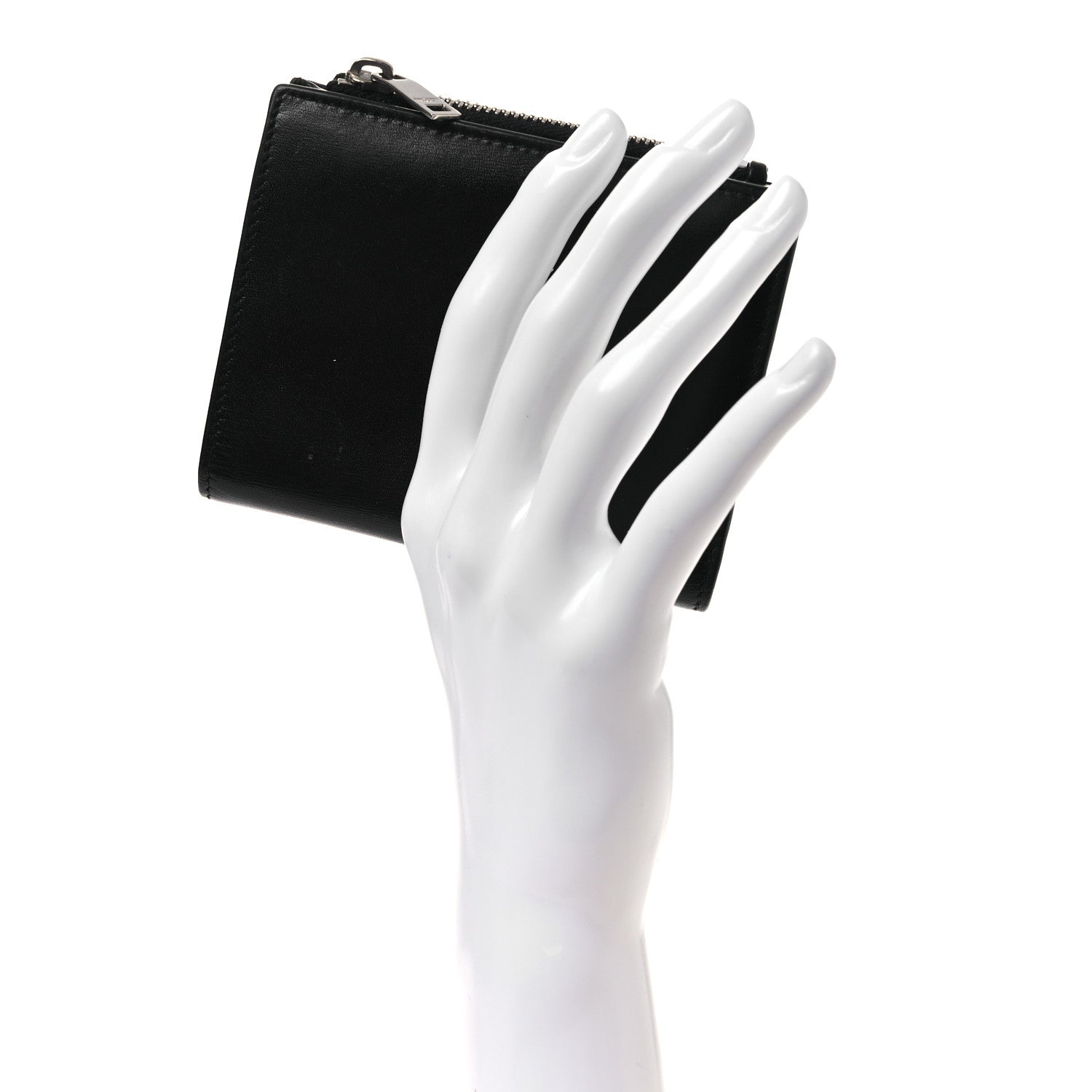 Smooth Calfskin Monogram Zipped Card Case Black