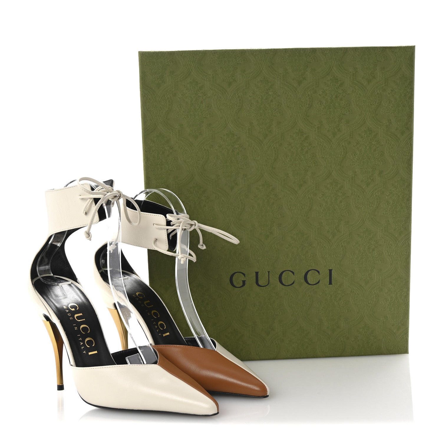 Soft Nappa Priscilla Ankle Cuff Pumps 37.5 Mystic White Harness Brown