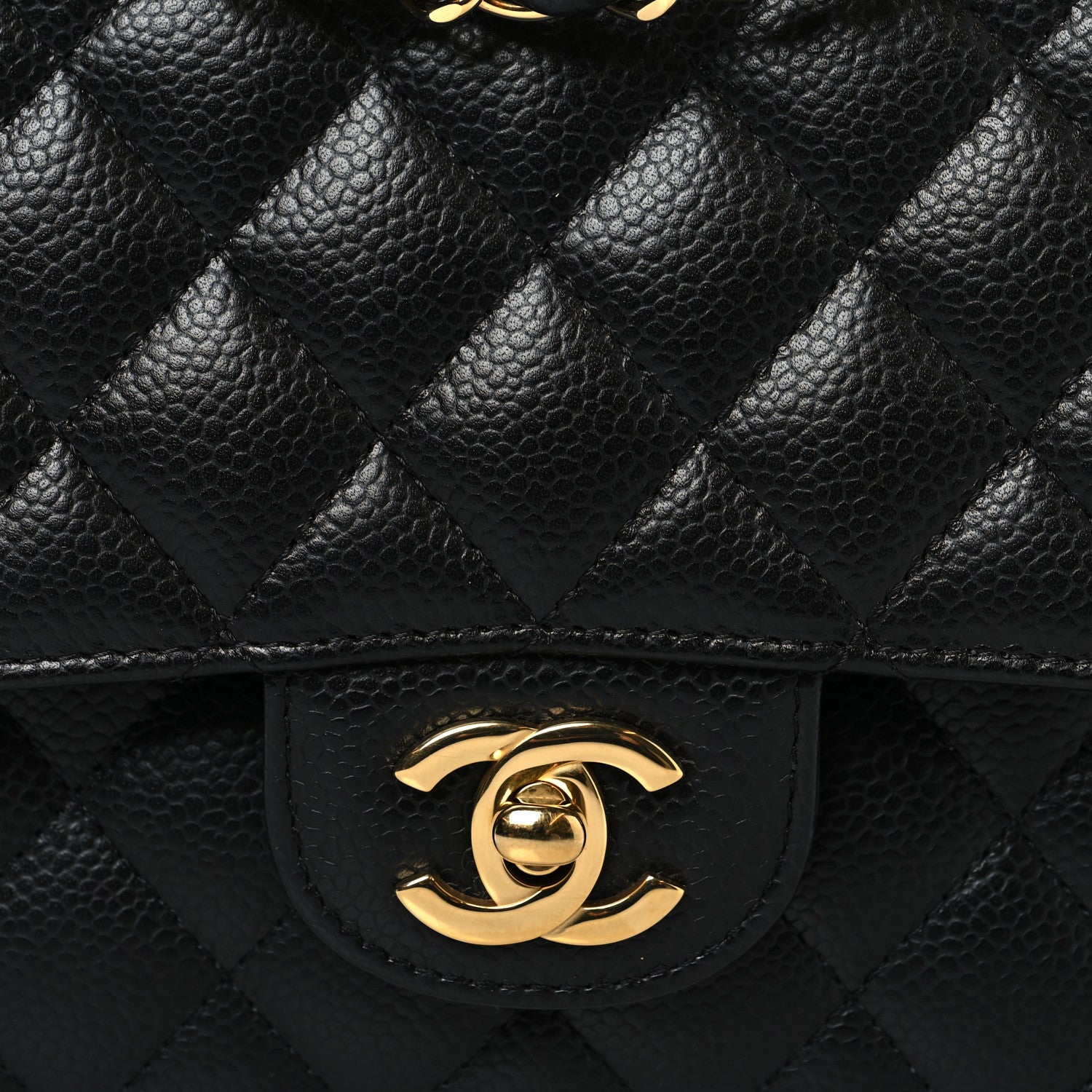Caviar Quilted Medium Double Flap Black