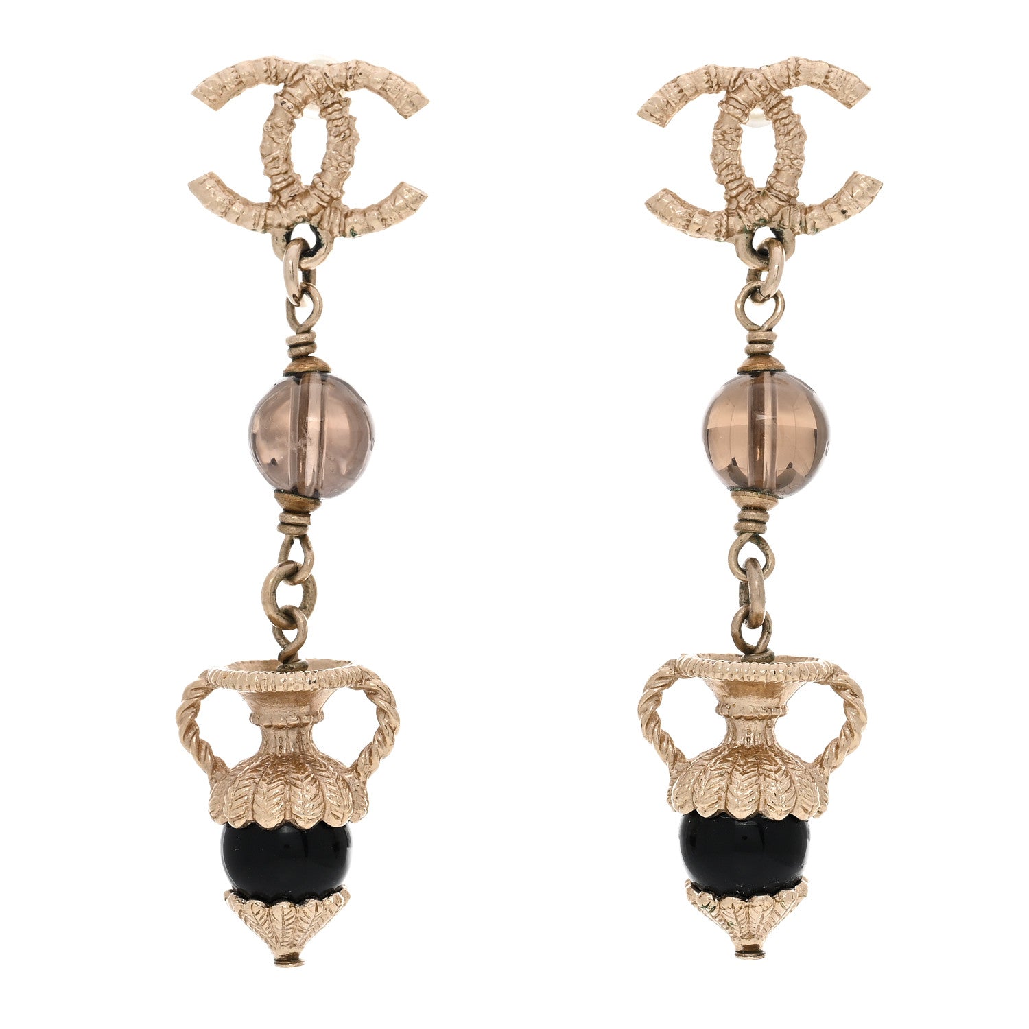 Metal Gripoix CC Drop Earrings Gold