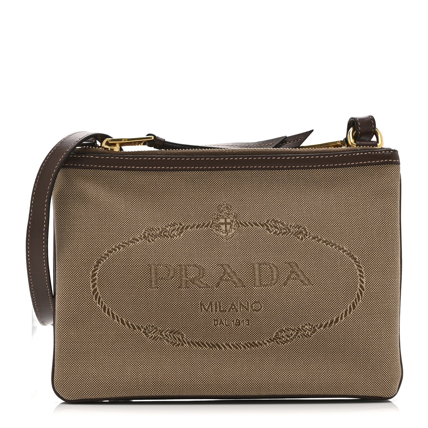 Jacquard Logo Flat Crossbody Bag Corda Bruciato