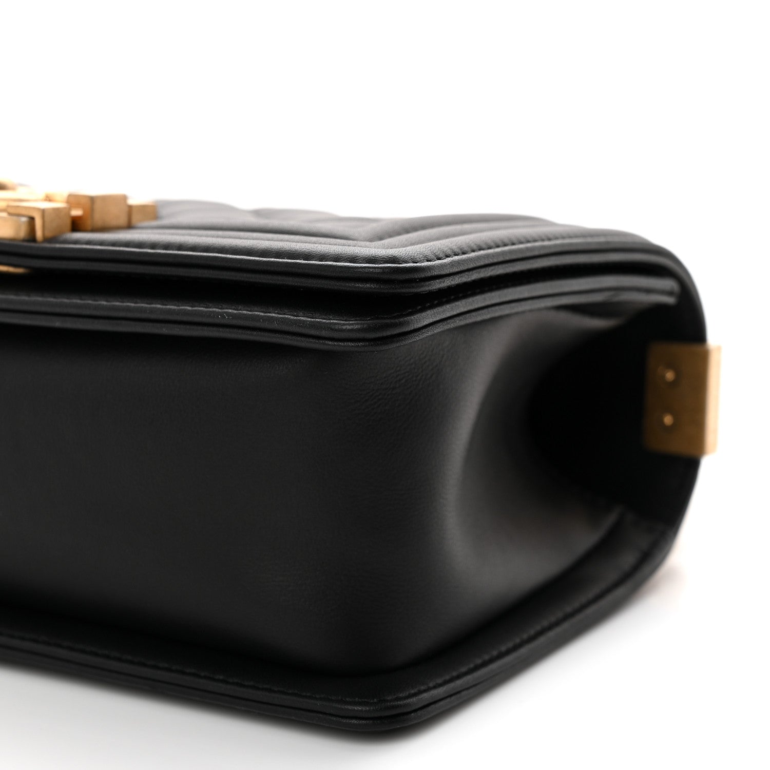 Calfskin Quilted Small Boy Flap Black