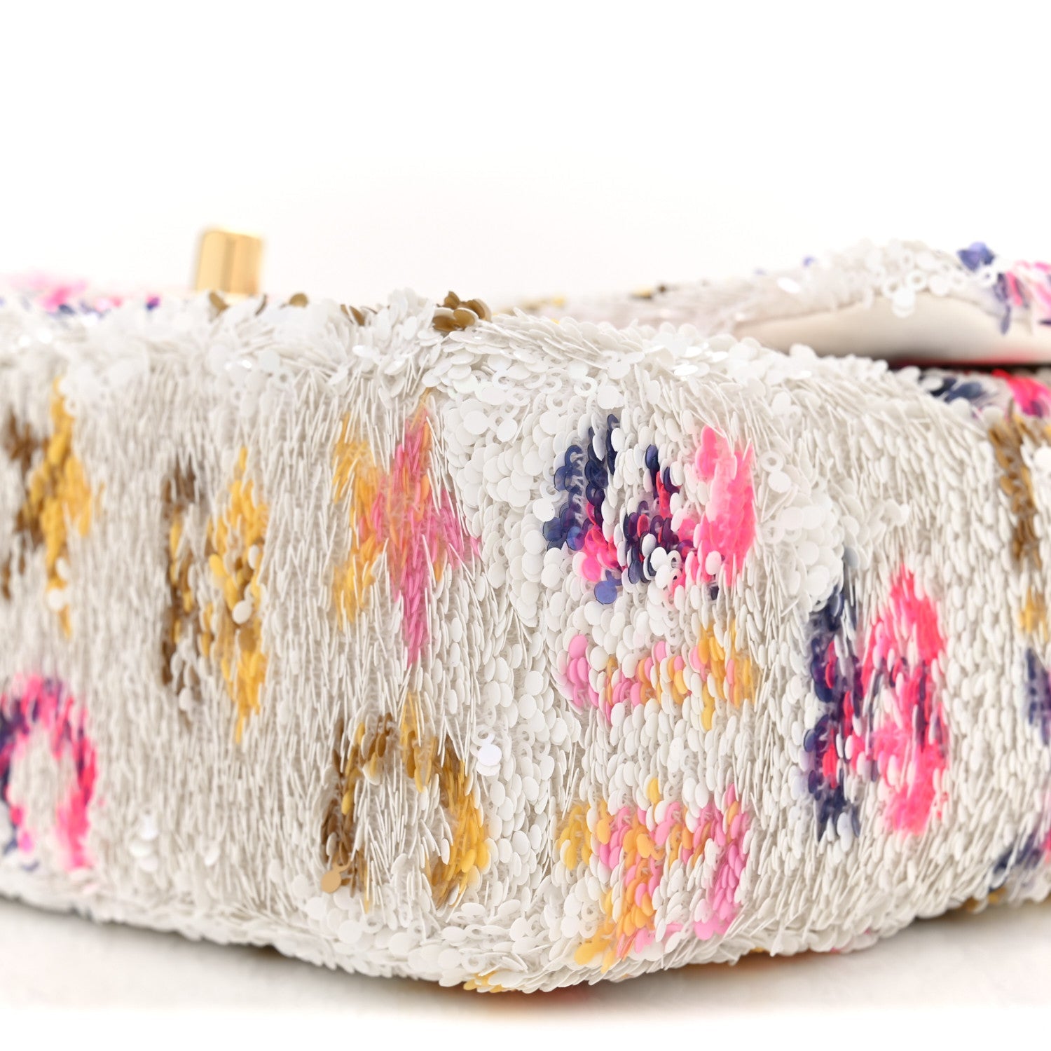 Sequin Logo CC Small Single Flap White Multicolor