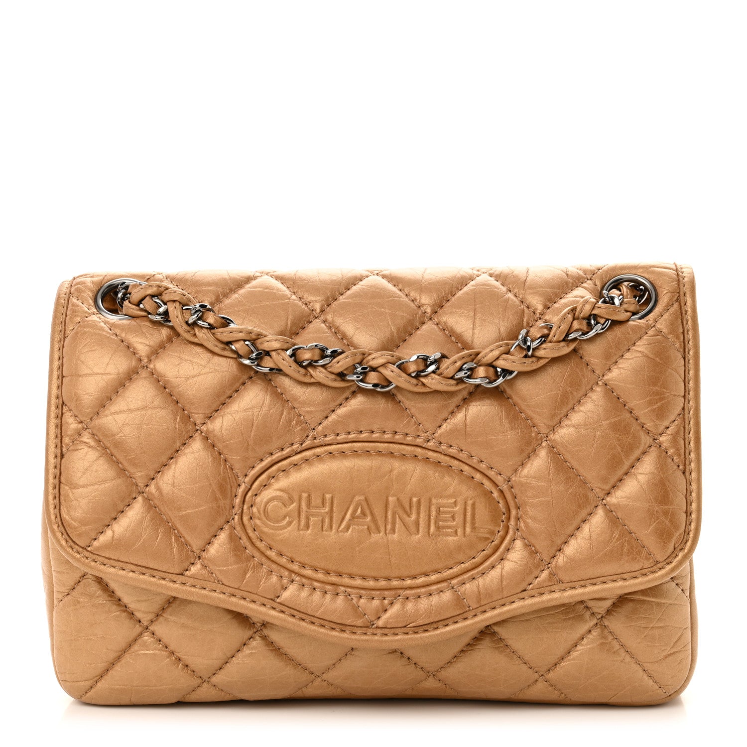 Aged Calfskin Vintage Ligne Flap Gold
