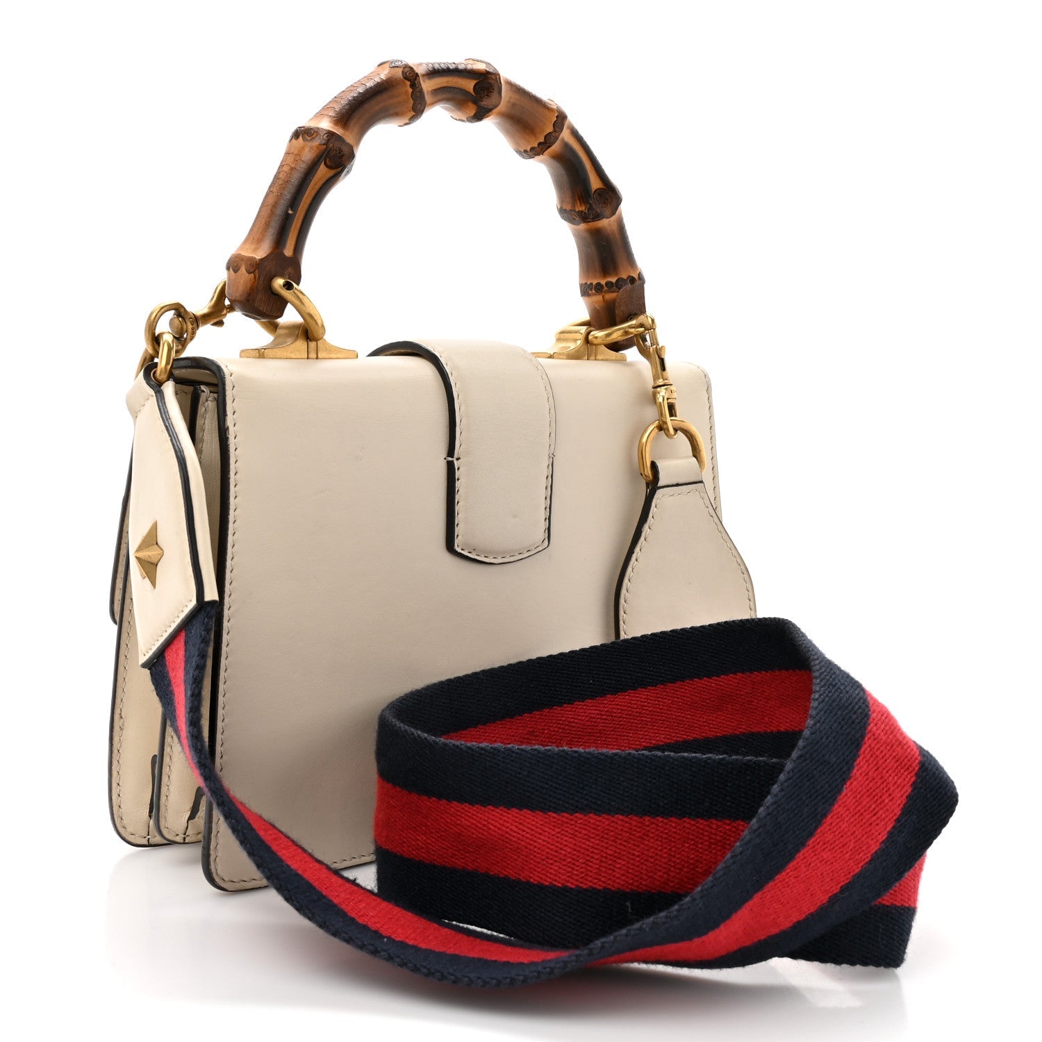 Calfskin Bamboo Web Mini Dionysus Top Handle Bag White Blue Hibiscus Red