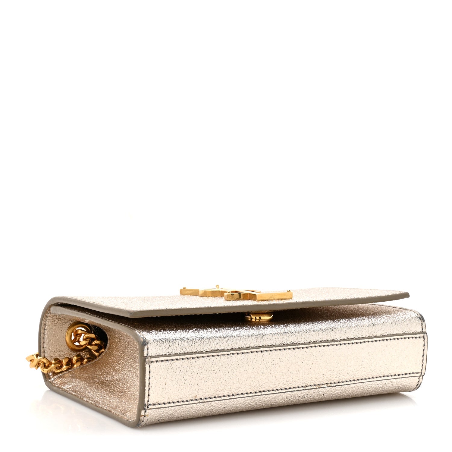 Metallic Calfskin Small Classic Monogram Kate Satchel Platine
