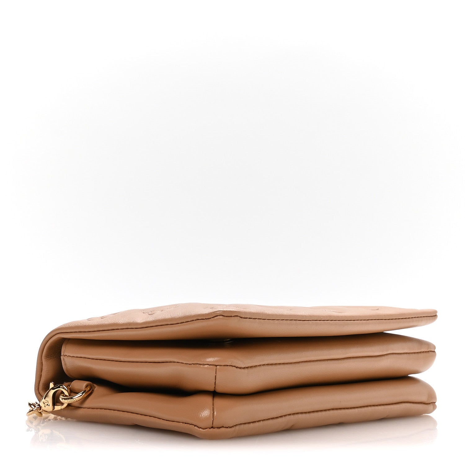 Lambskin Embossed Monogram Pochette Coussin Camel