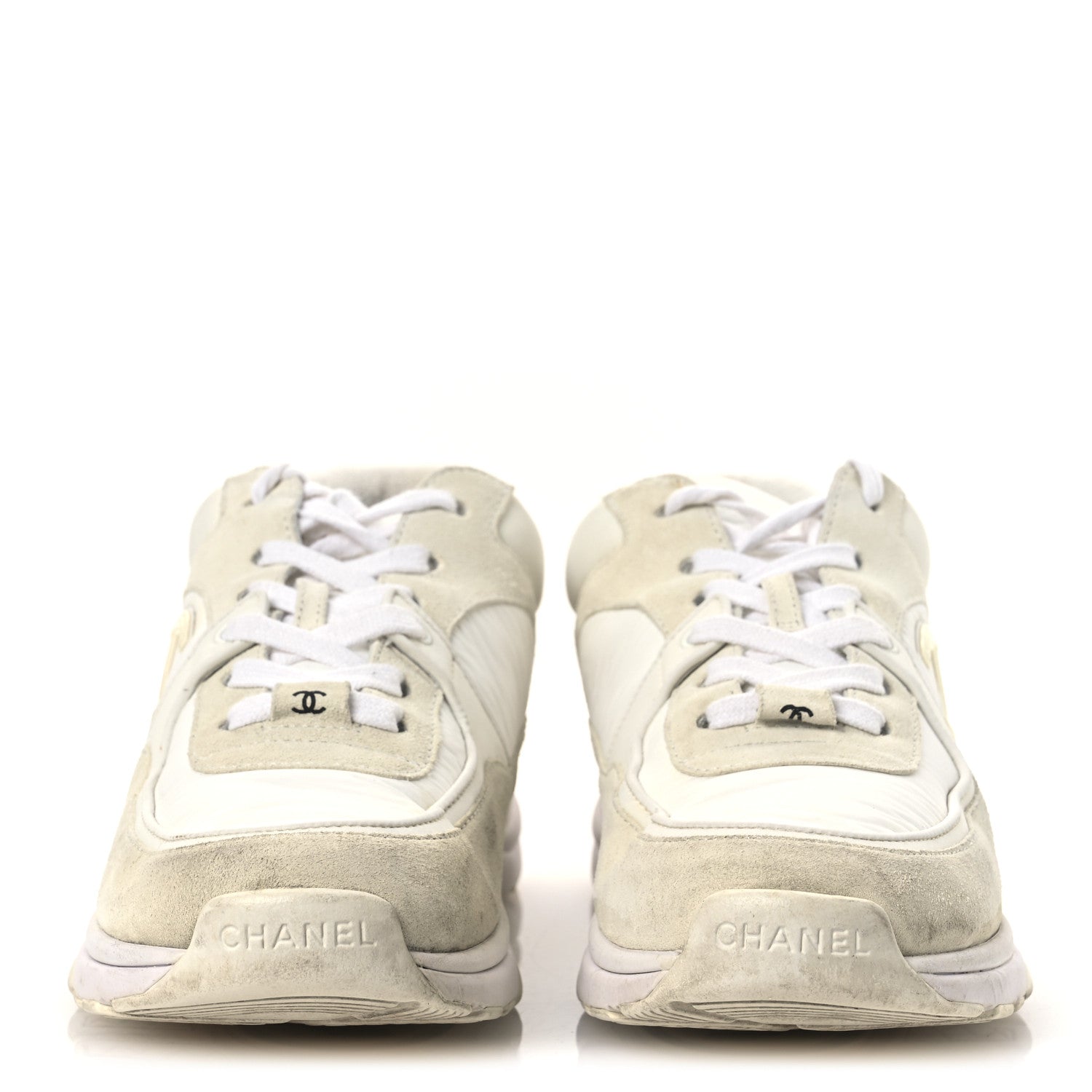 Suede Calfskin Fabric CC Sneakers 39 White
