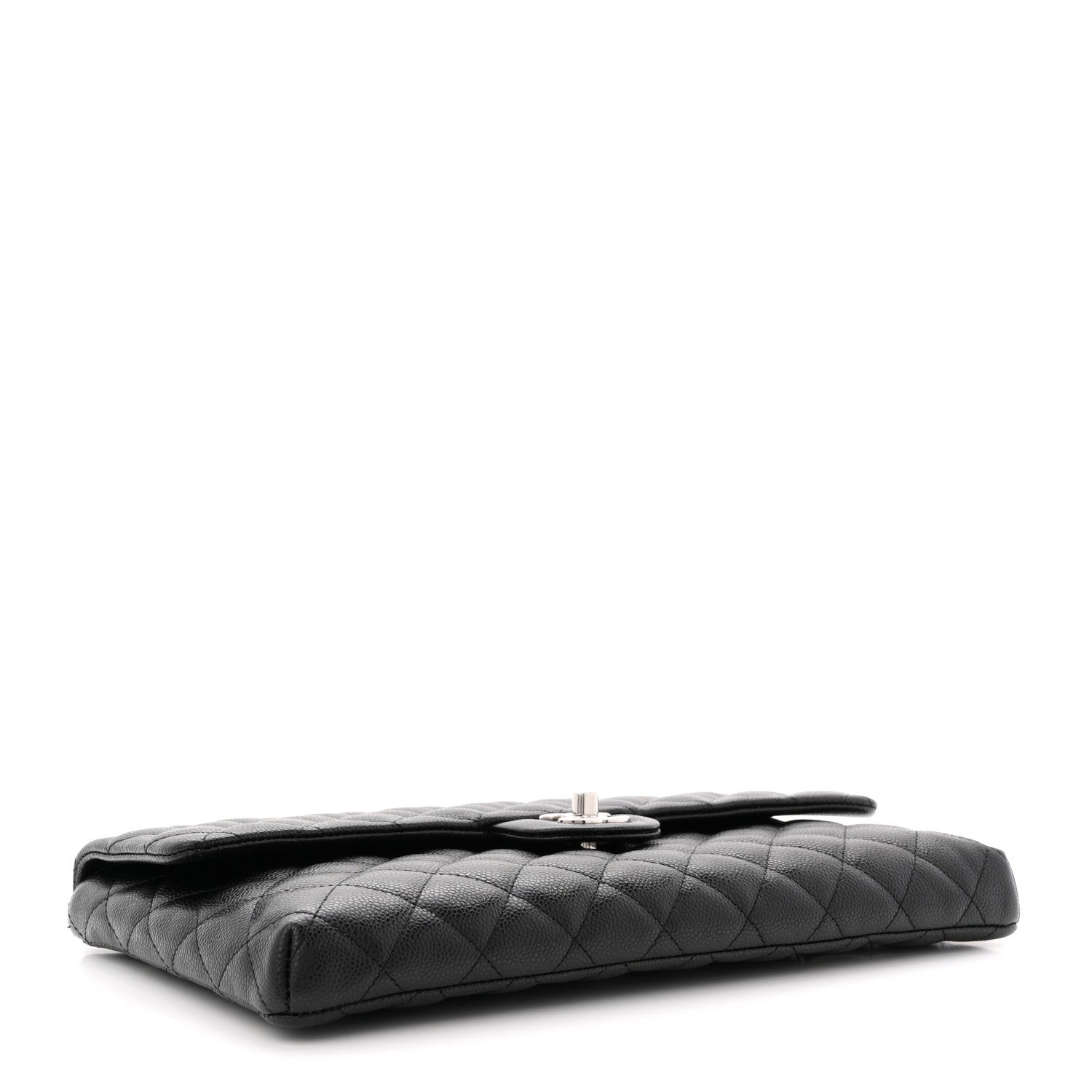 Caviar Quilted Flap Clutch Black