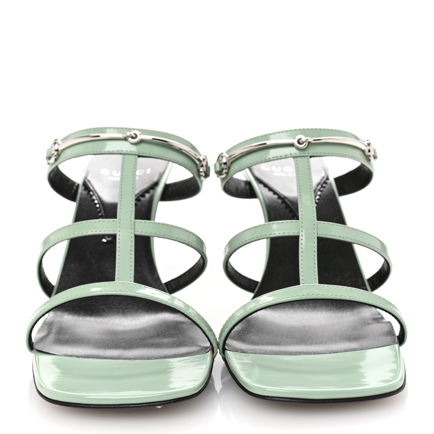 Regent Calfskin Horsebit Mid Heel Sandals 39.5 Pacific Green