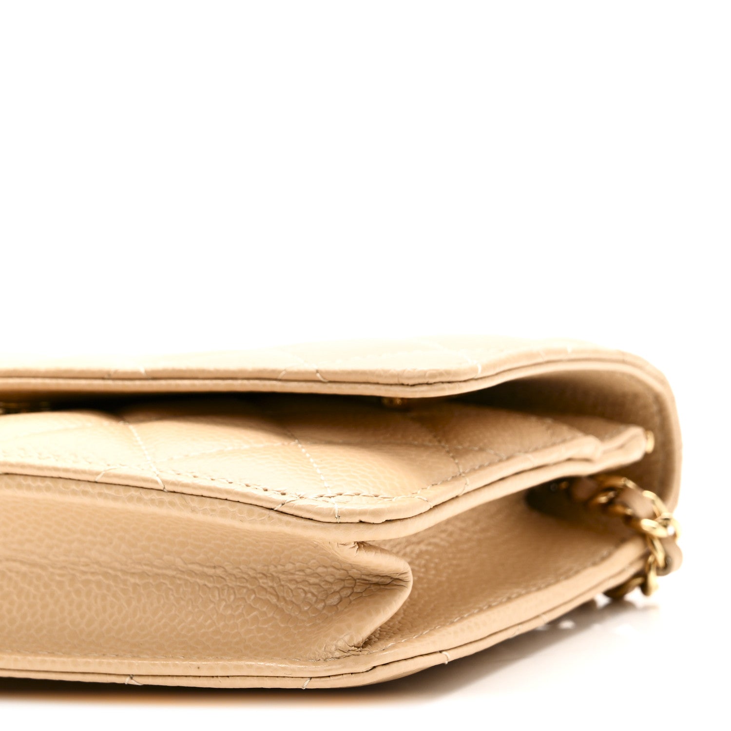 Caviar Quilted Wallet on Chain WOC Beige