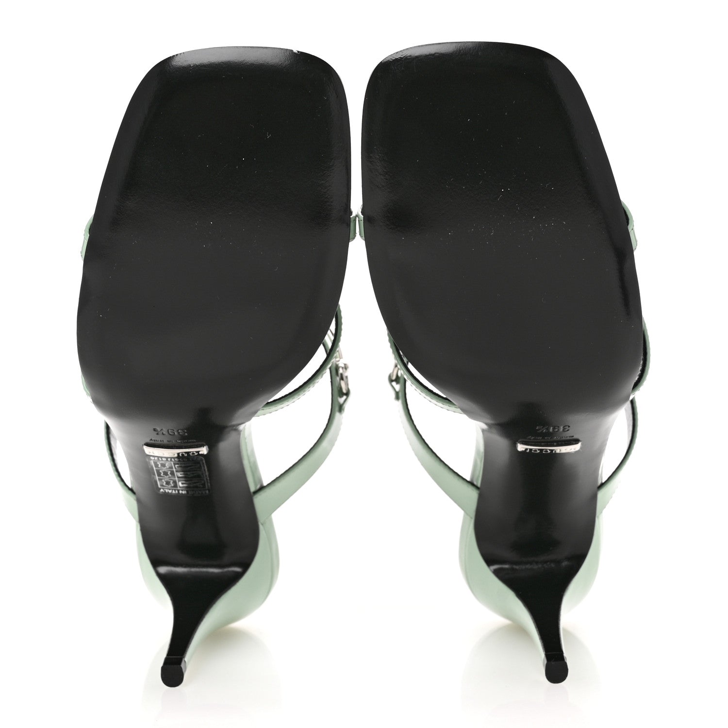 Regent Calfskin Horsebit Mid Heel Sandals 39.5 Pacific Green