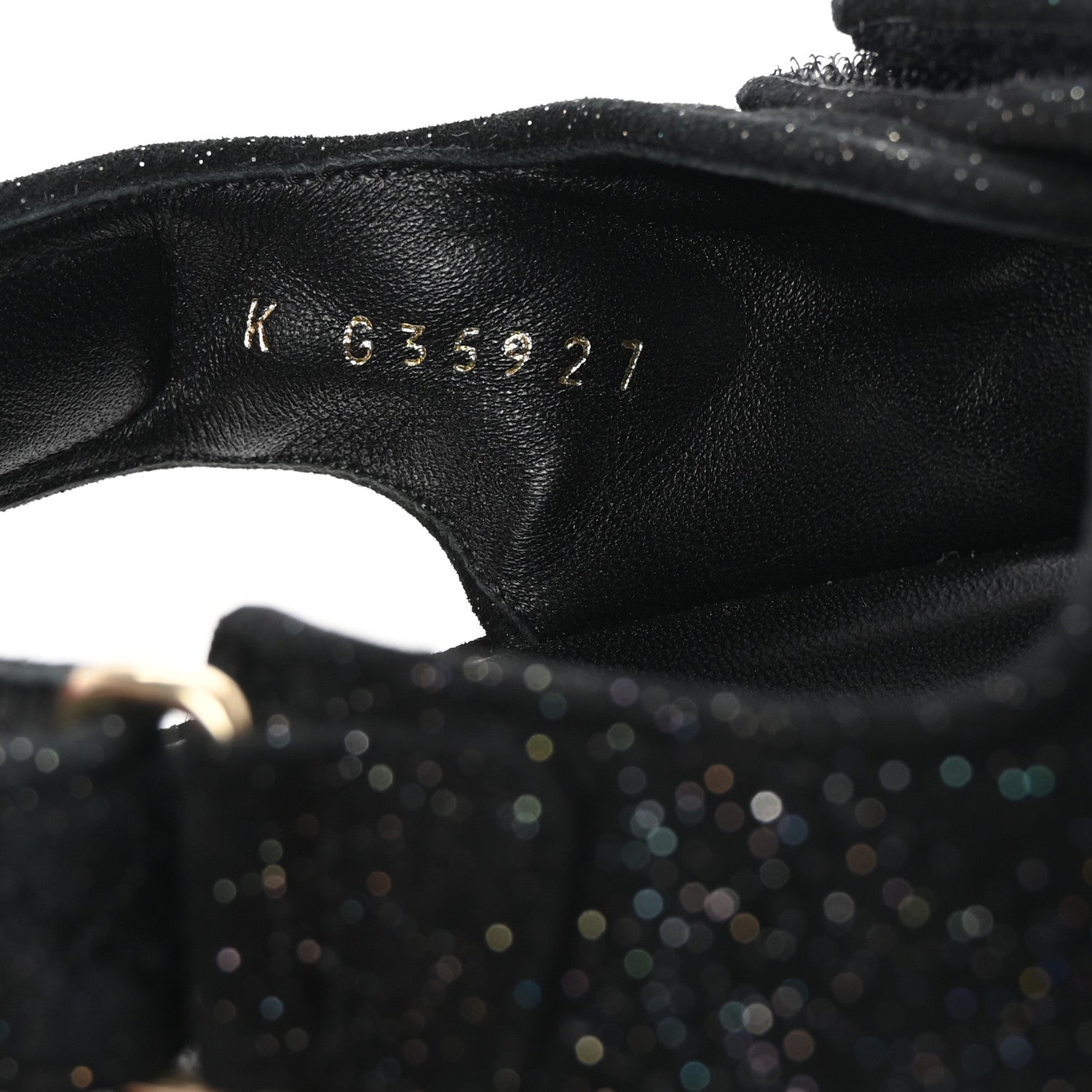 Suede Calfskin Glitter Crystal Velcro Dad Sandals 40 Black