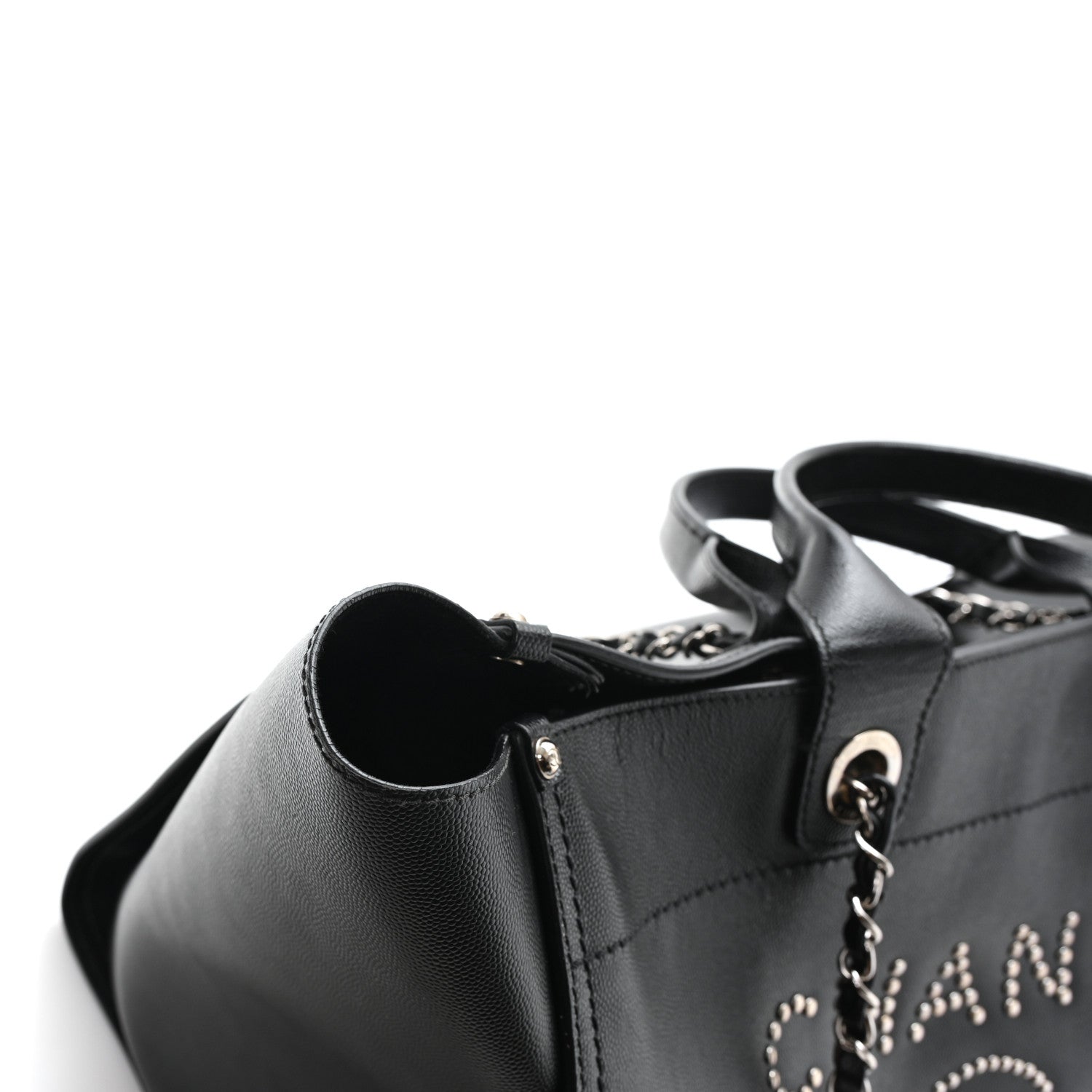 Caviar Medium Studded Deauville Tote Black