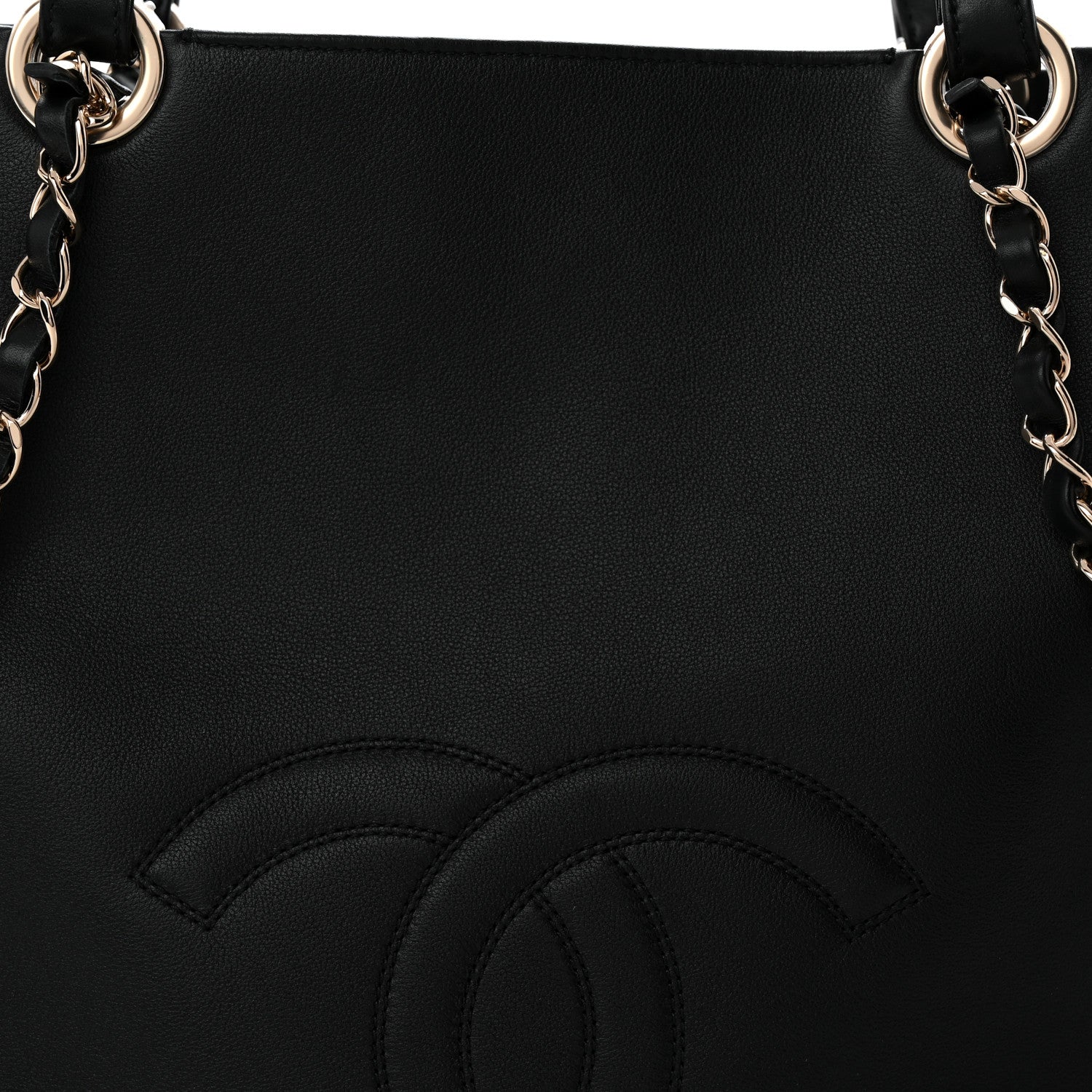 Calfskin CC Zipped Shopping Tote Black