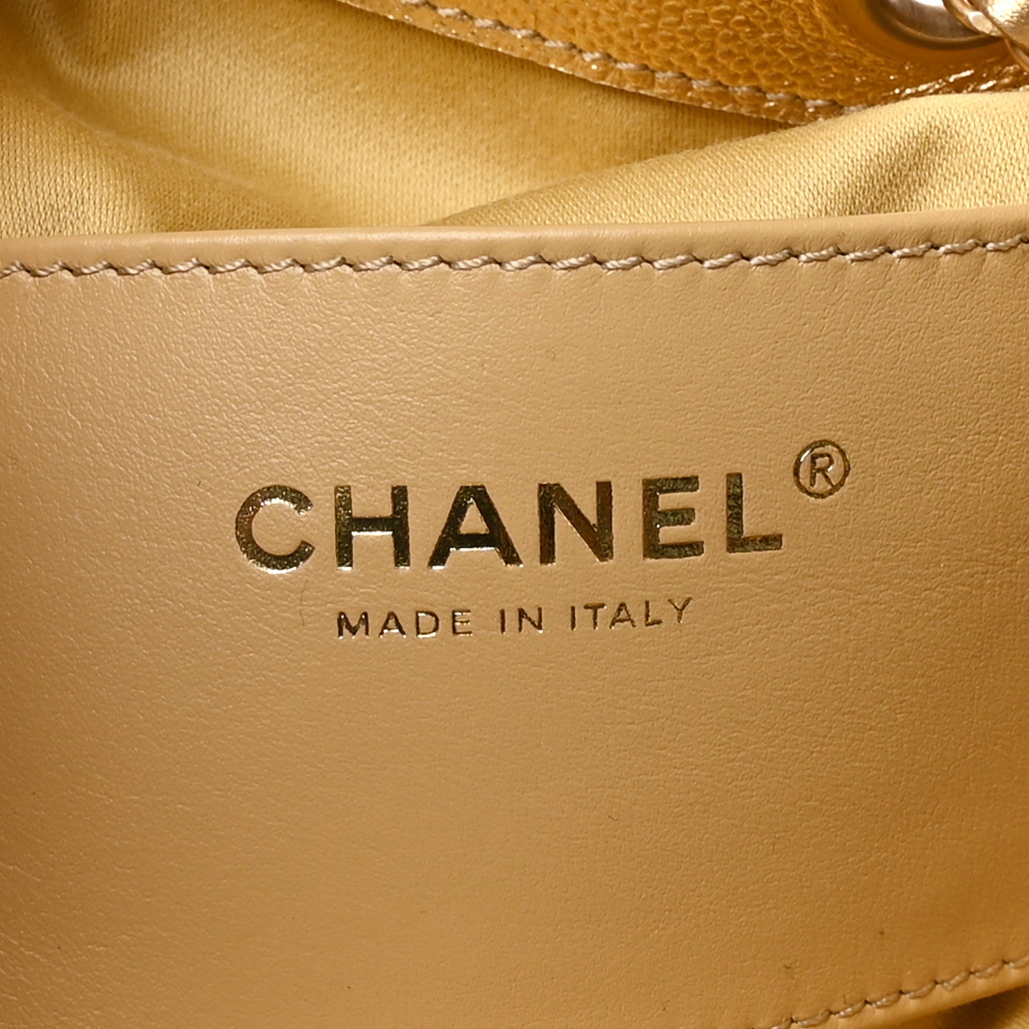 Metallic Caviar Quilted Mini Chanel 25 Handbag Gold