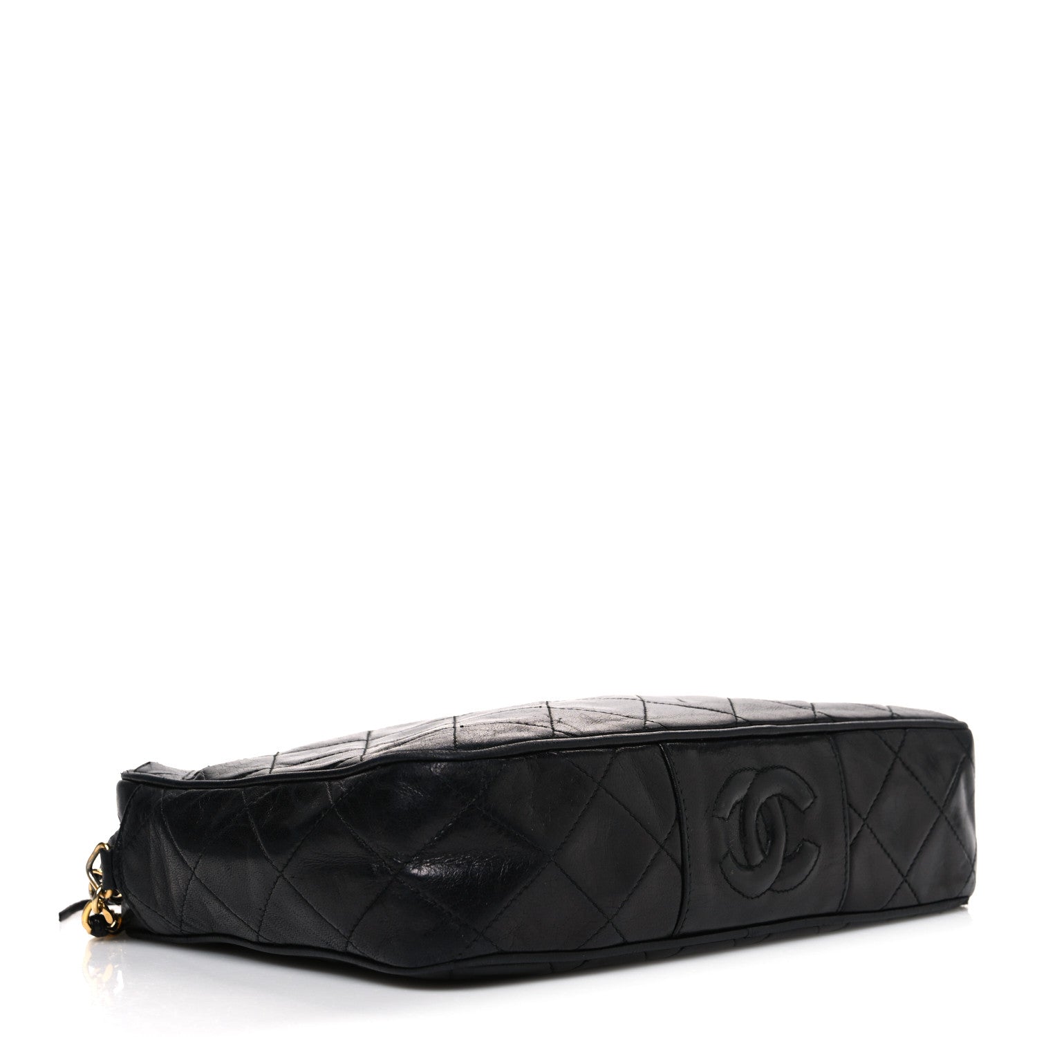 Lambskin Quilted CC Tassel Camera Case Black