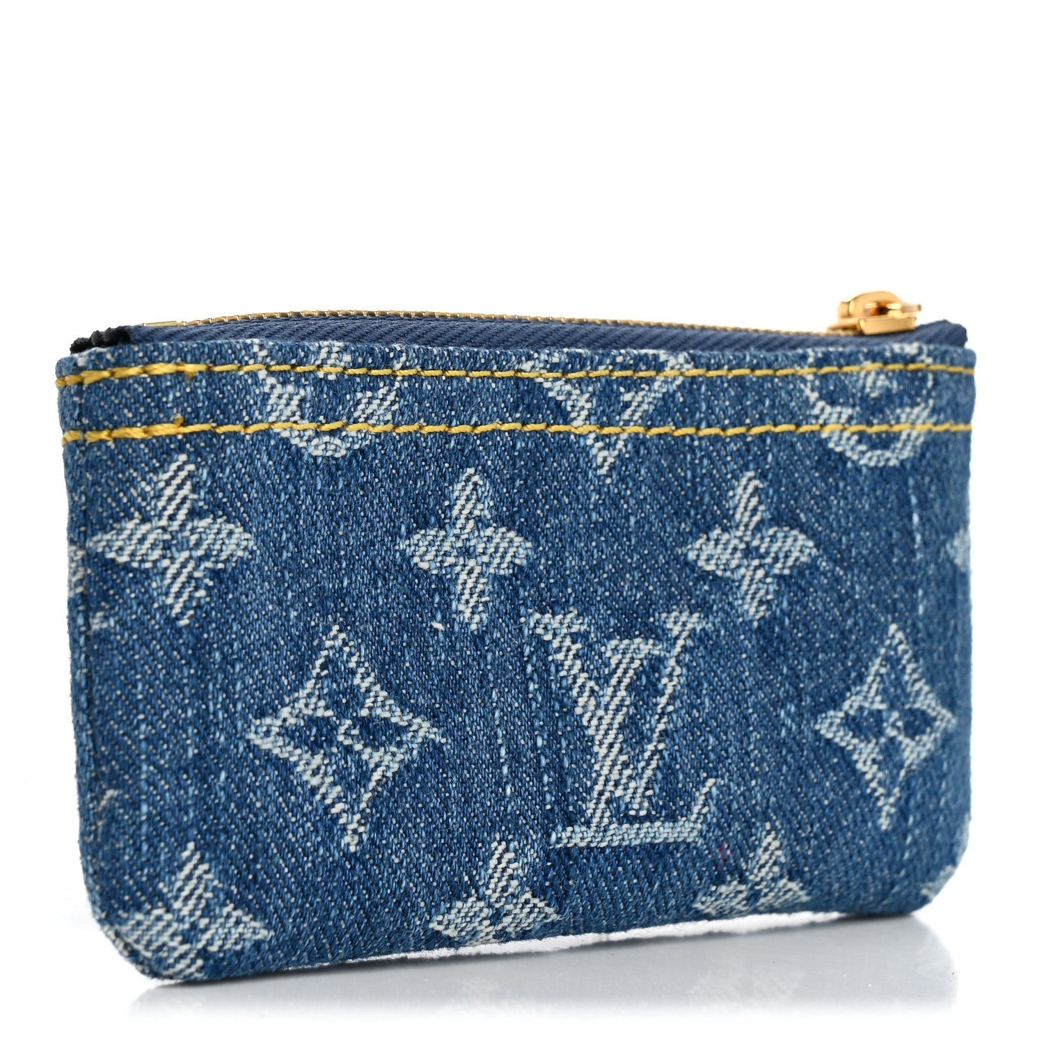 Monogram Denim Key Pouch Denim Blue