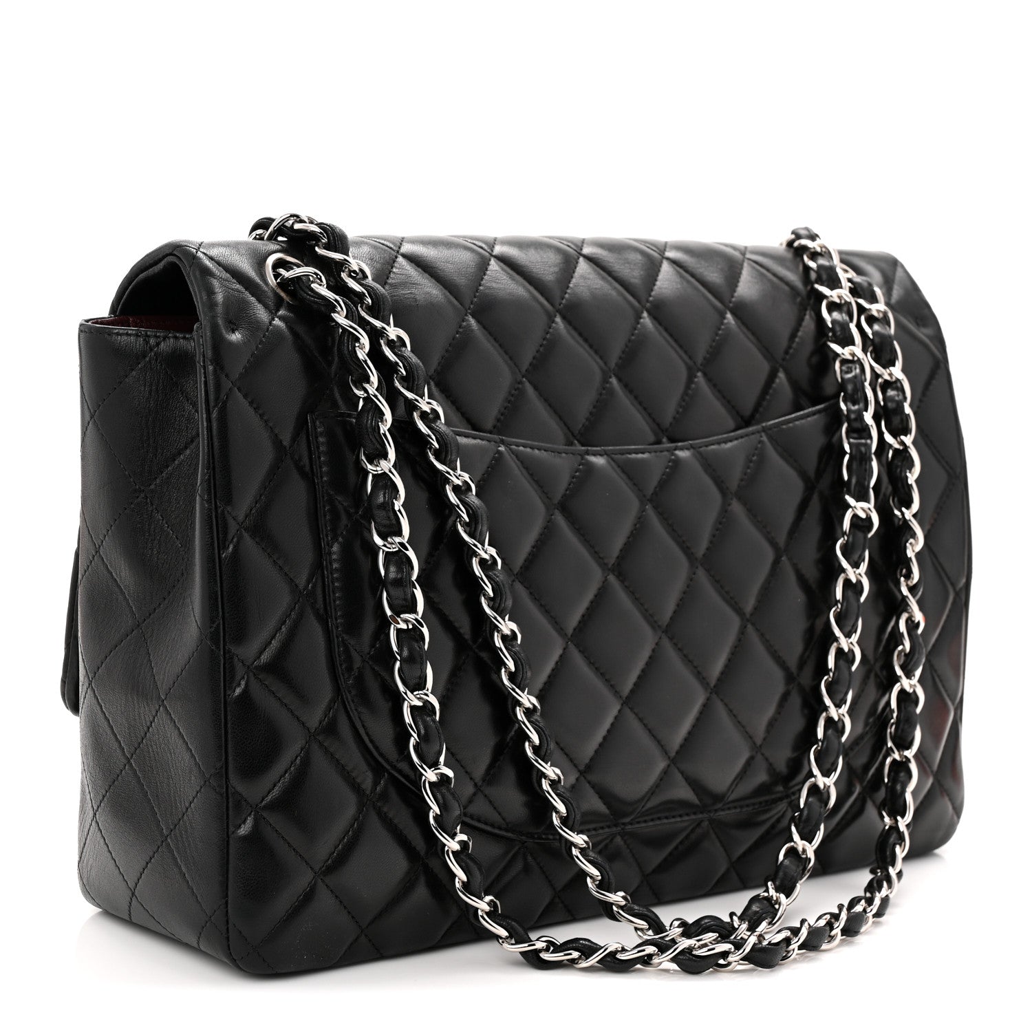 Lambskin Quilted Maxi Single Flap Black