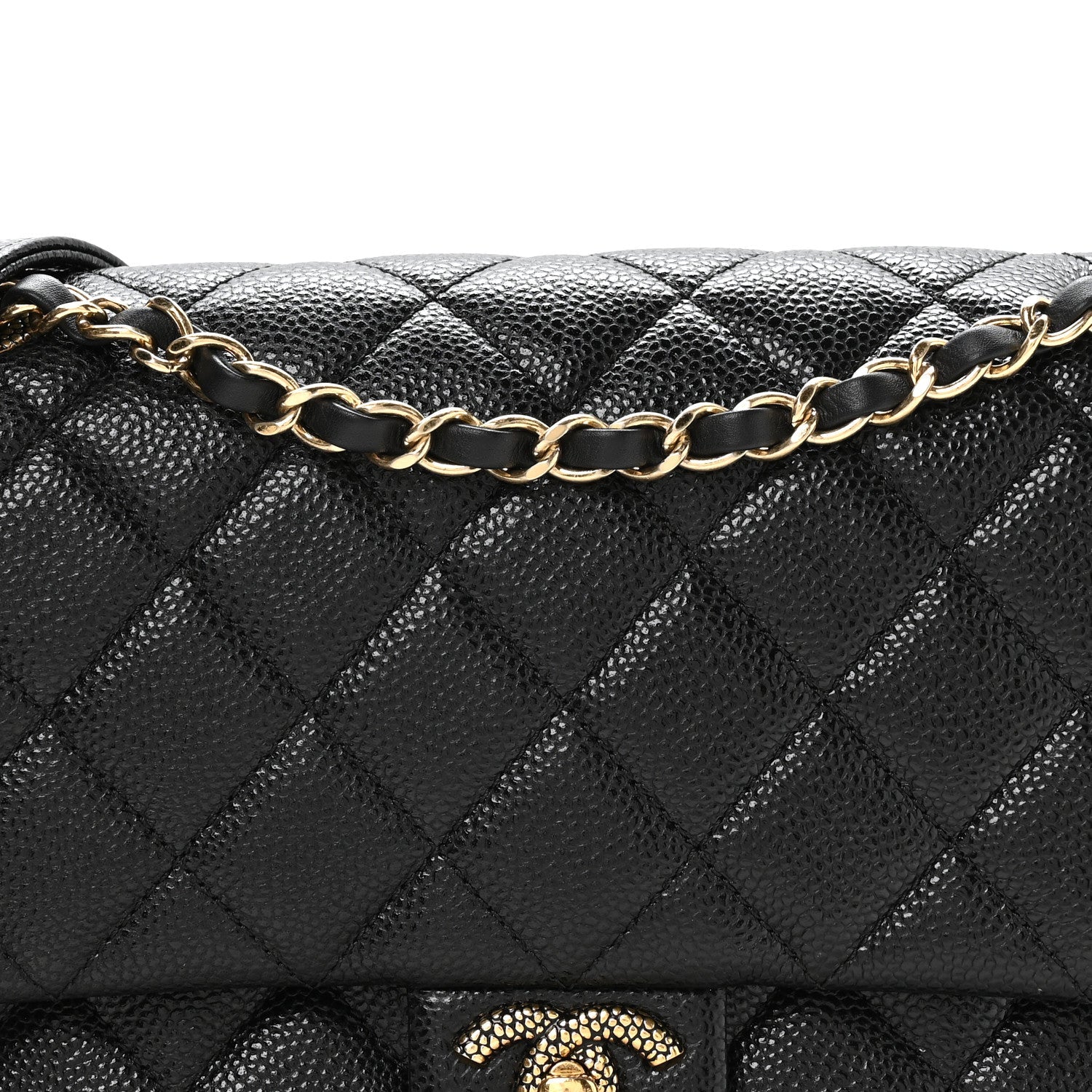 Grained Lambskin Quilted Small Flap Black