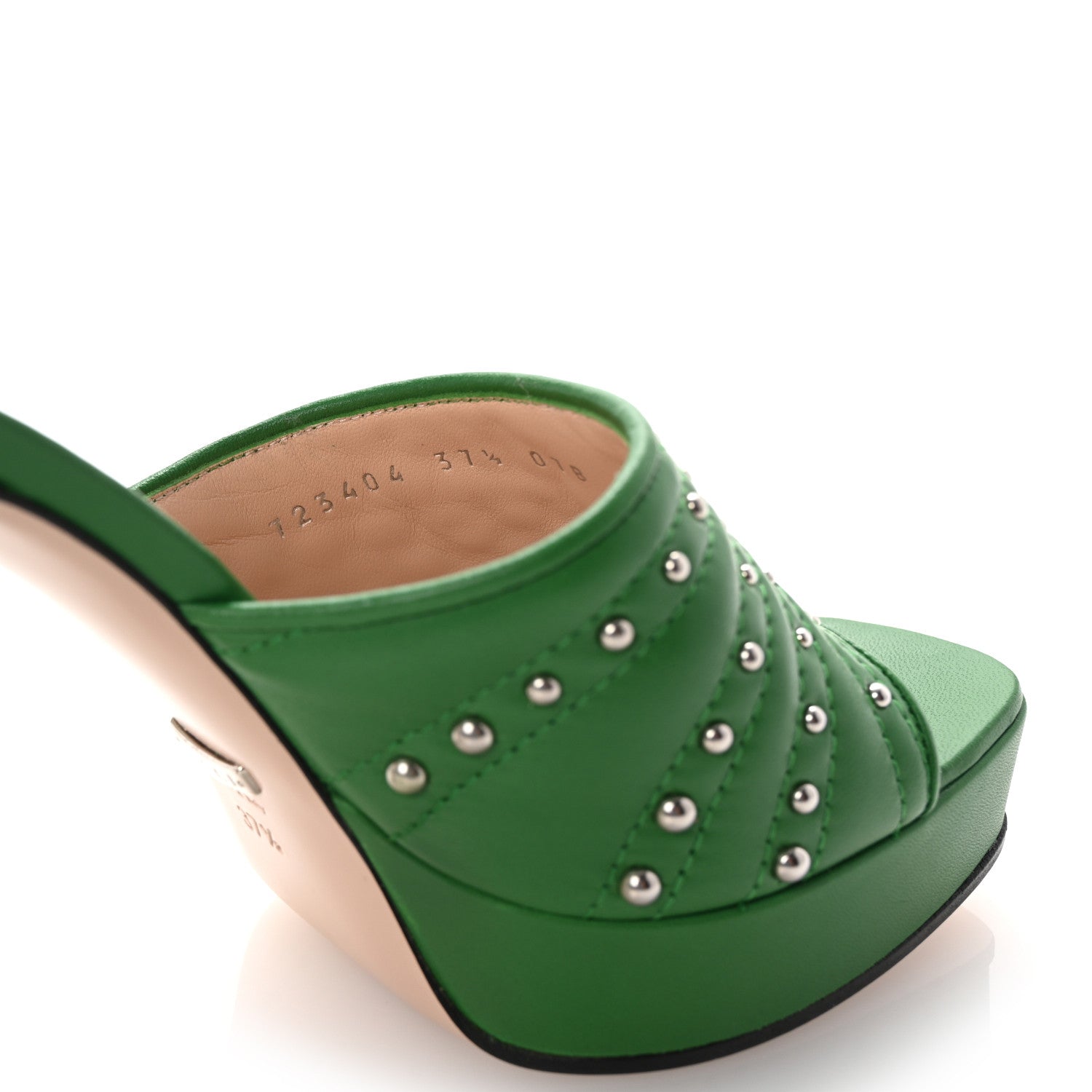 Calfskin Embellished Claire Mules 37.5 Spring Green