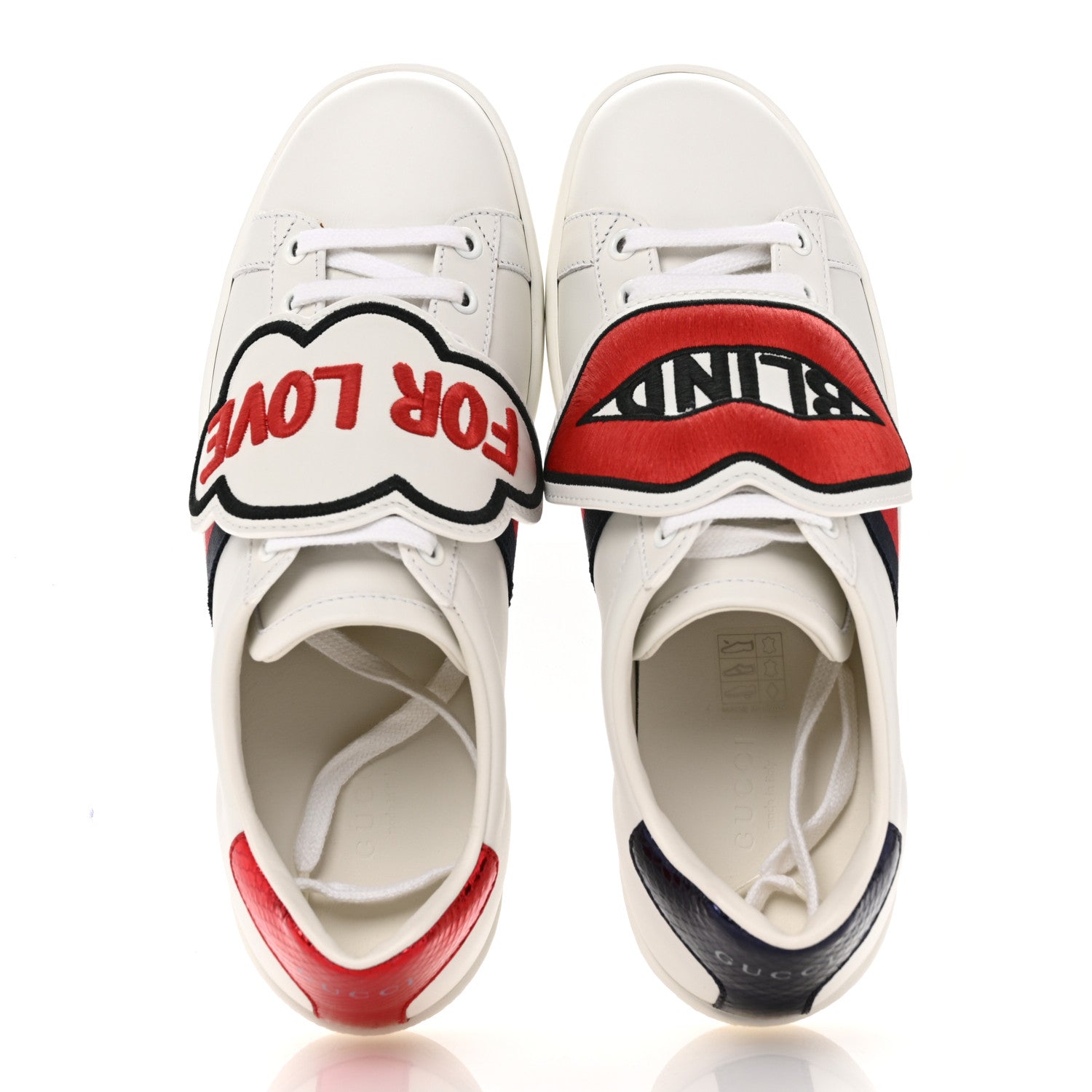 Calfskin Ayers Blind For Love Embroidered Womens Ace Sneakers 36.5 White
