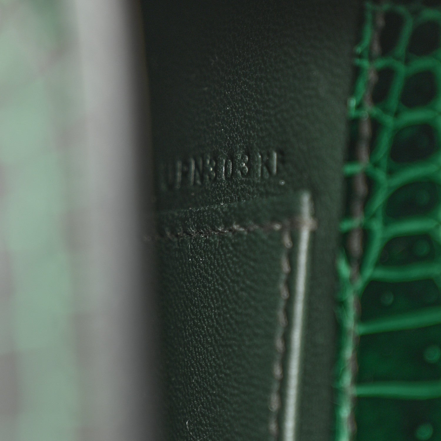 Shiny Porosus Crocodile Kelly Pochette Vert Cypress