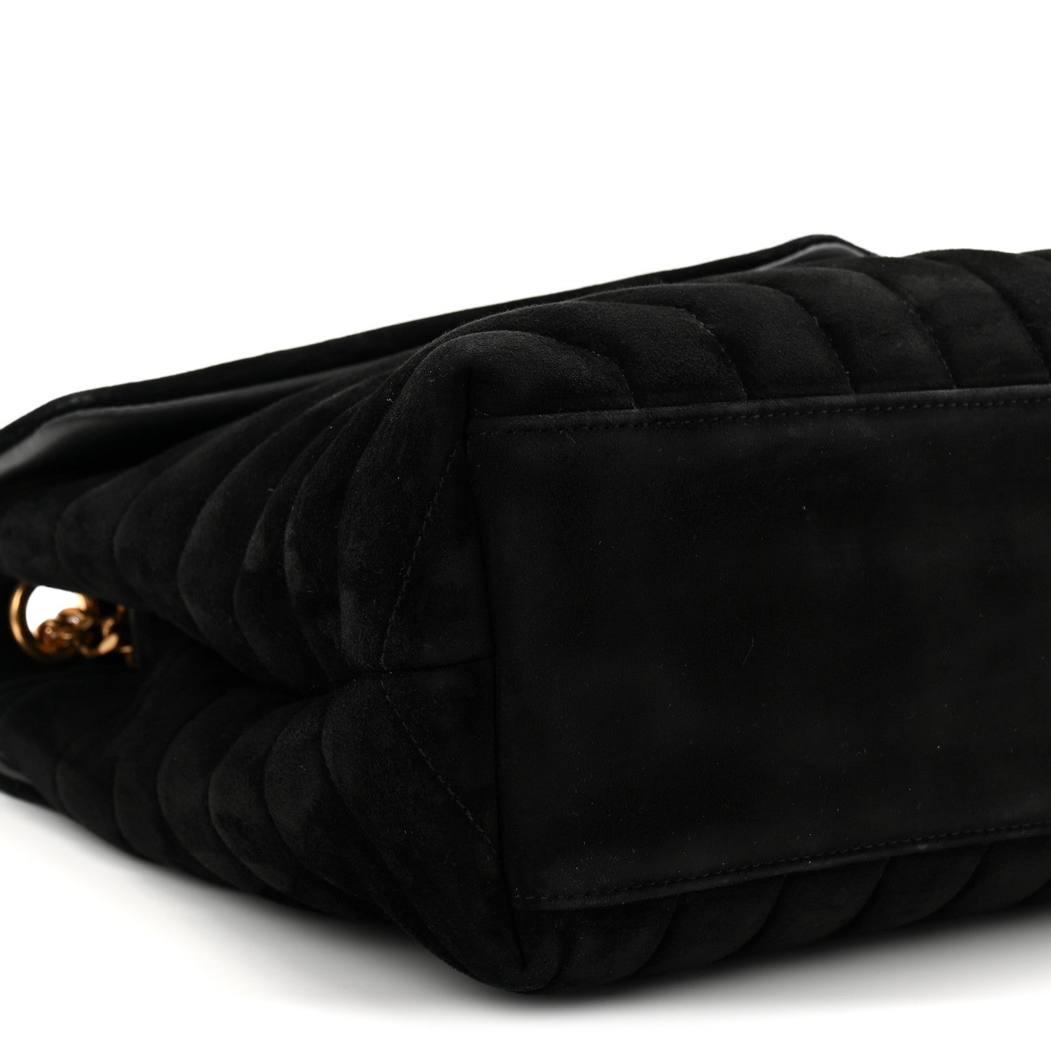 Suede Y Quilted Monogram Medium Loulou Chain Satchel Black