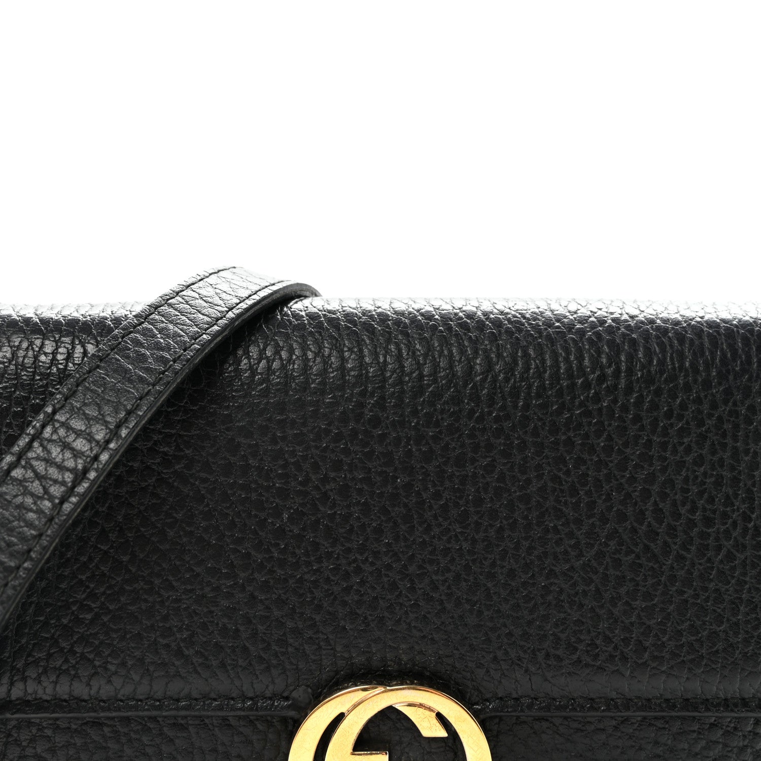 Dollar Calfskin Interlocking G Chain Wallet Black