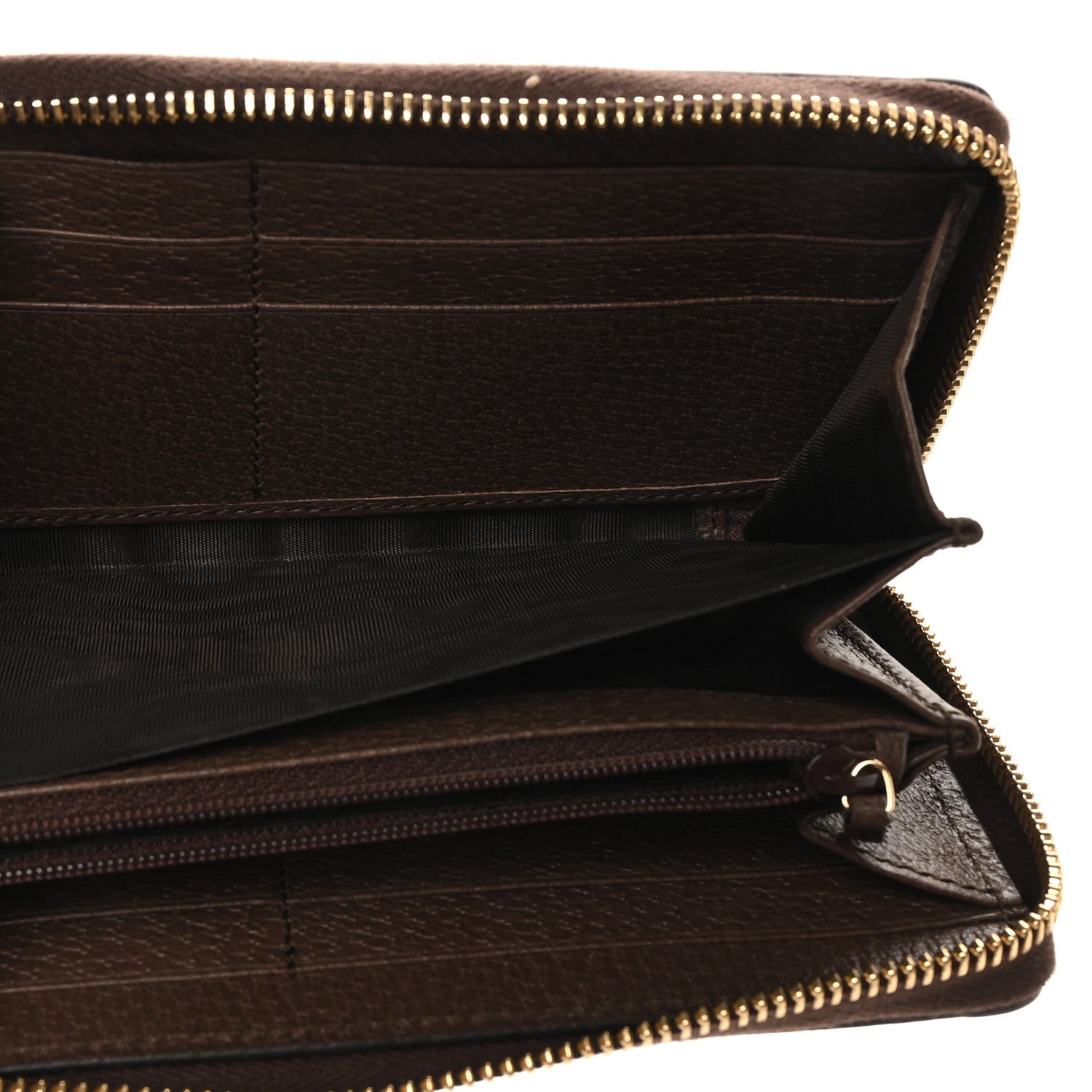 GG Supreme Monogram Web Ophidia Zip Around Wallet Brown
