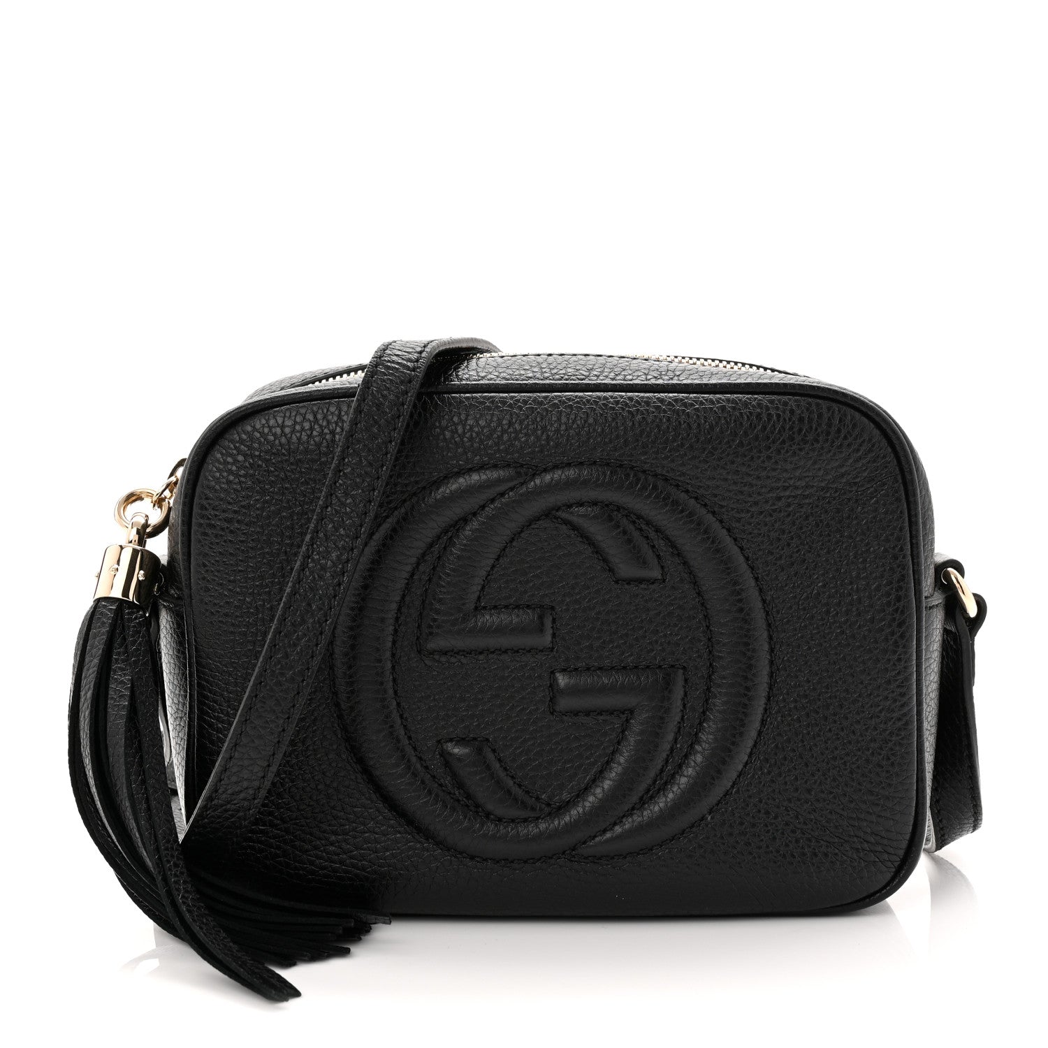 Pebbled Calfskin Small Soho Disco Bag Black