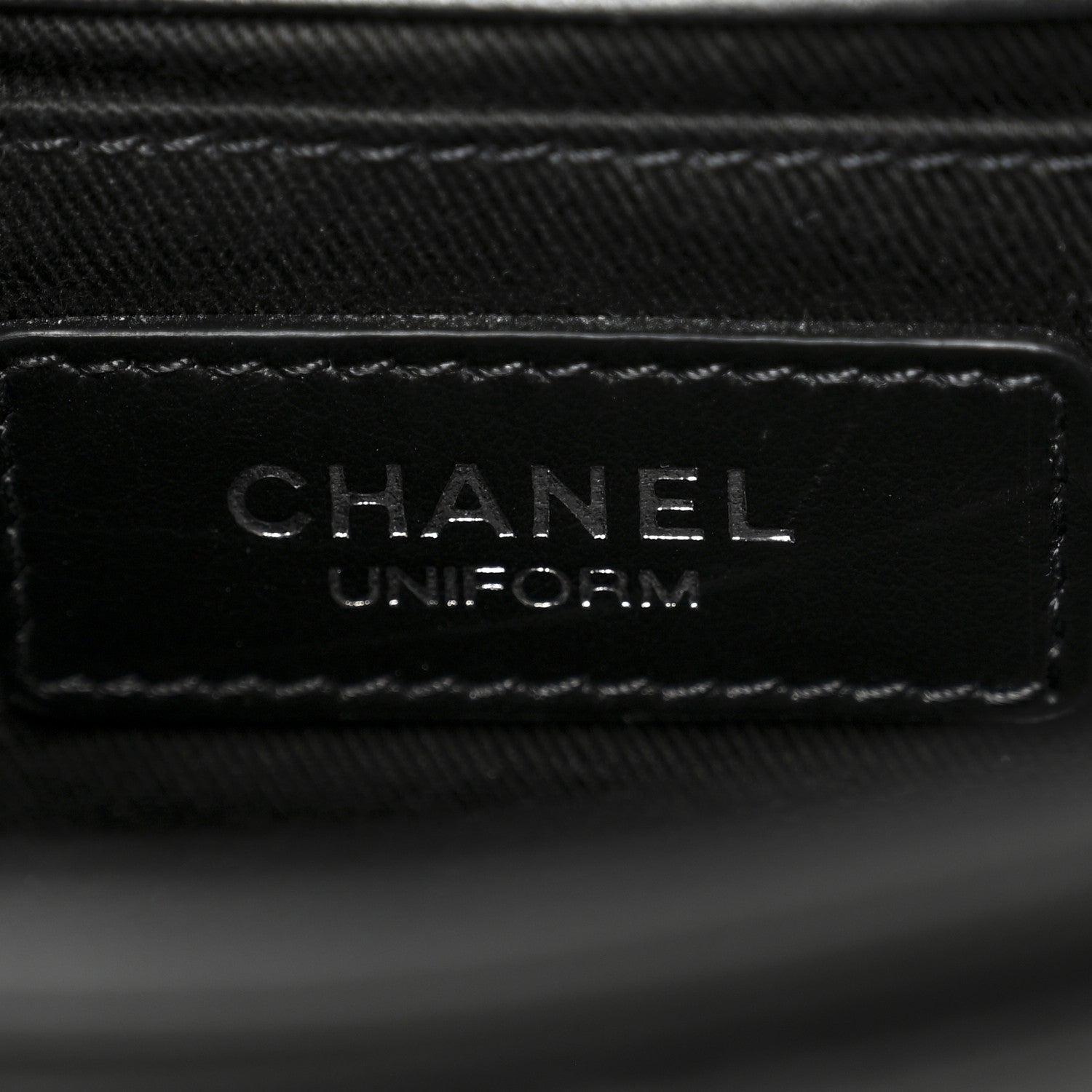 Calfskin Quilted CC Uniform Flap Belt Bag Black