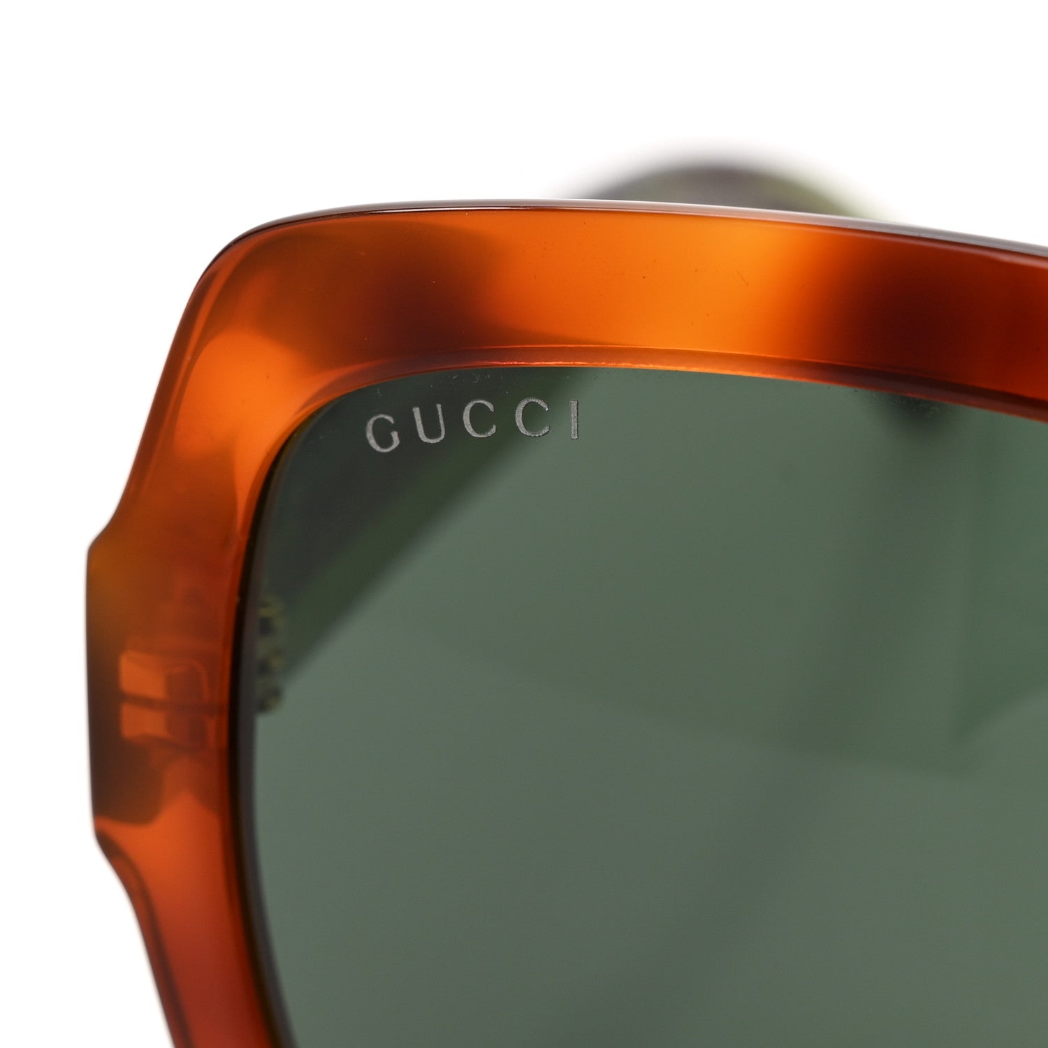 Acetate Square Frame Web Glitter Sunglasses GG0036SN Havana