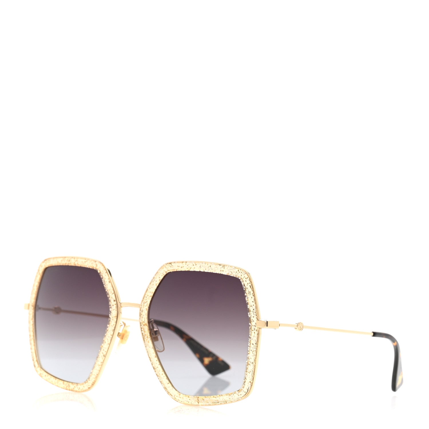 Glitter Acetate Oversize Square Frame Sunglasses GG0106S Gold