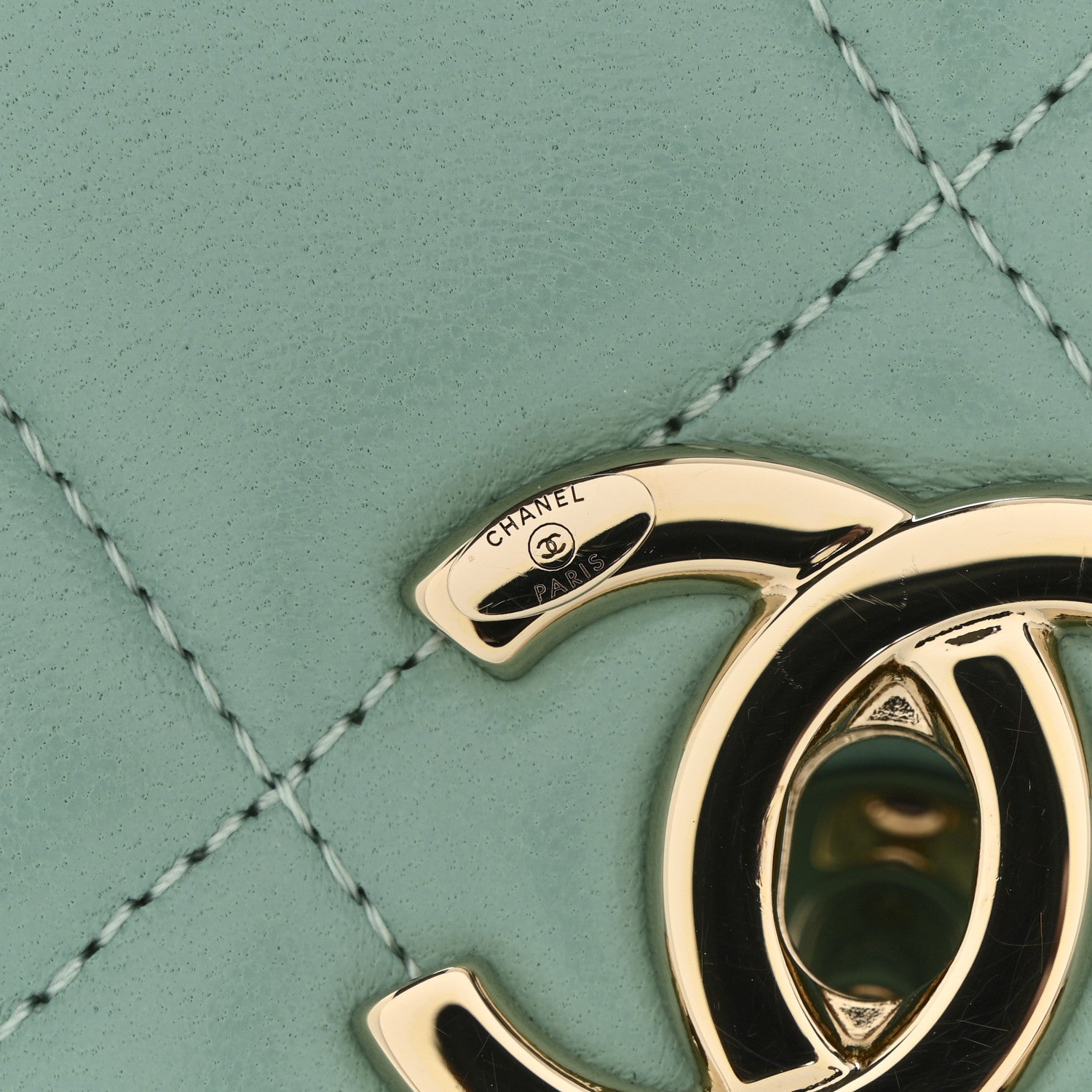 Lambskin Quilted Small Trendy CC Flap Dual Handle Bag Turquoise