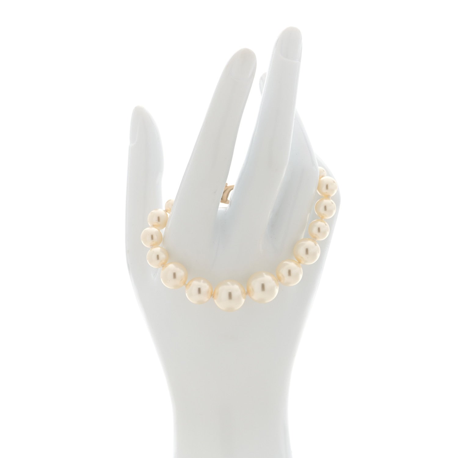 Graduated Pearl Crystal CC Bracelet Gold