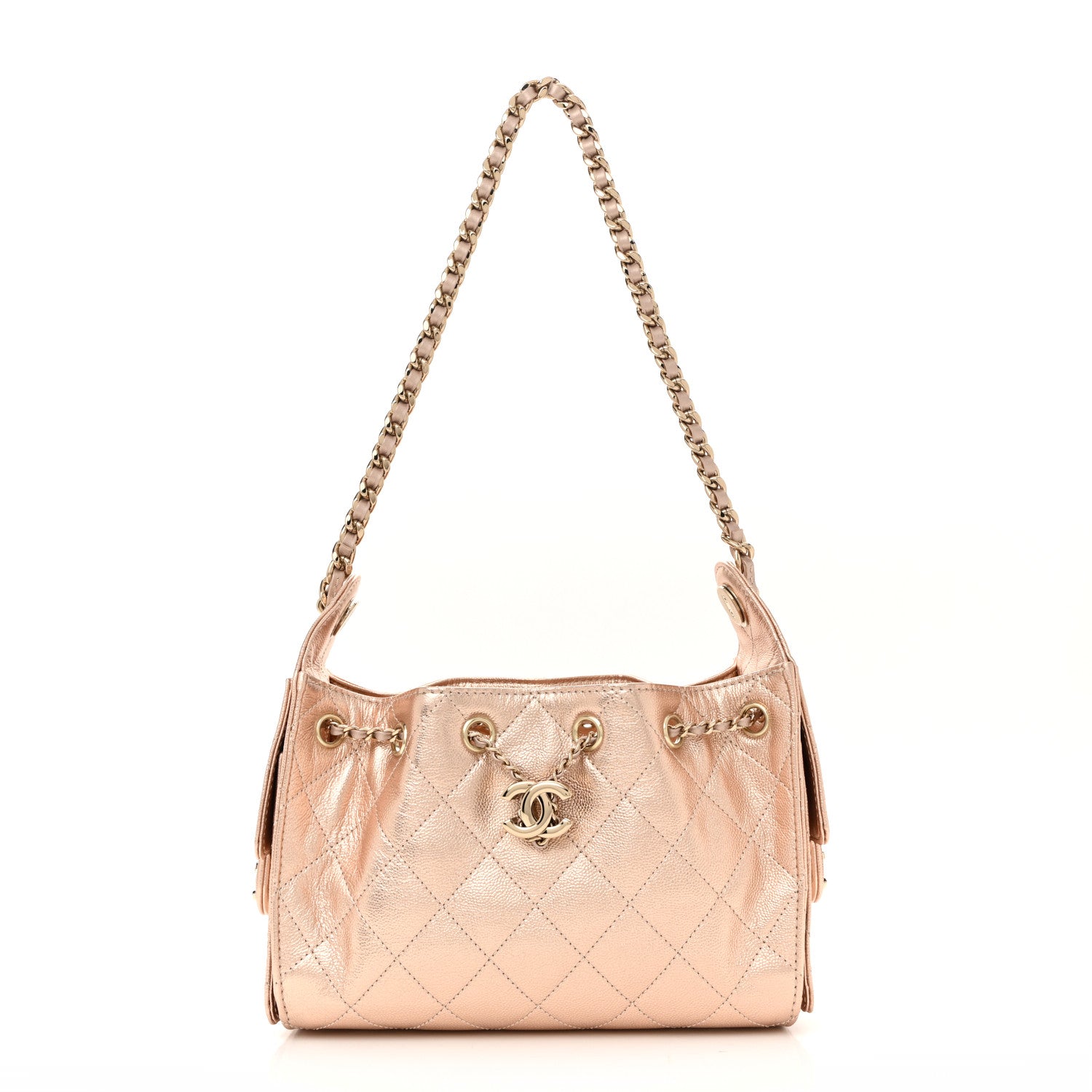 Metallic Caviar Quilted Mini Chanel 25 Handbag Copper