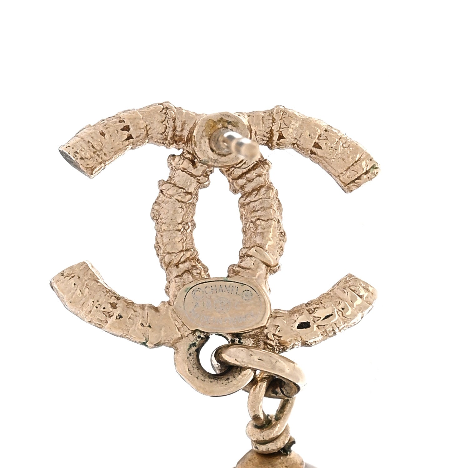 Metal Gripoix CC Drop Earrings Gold