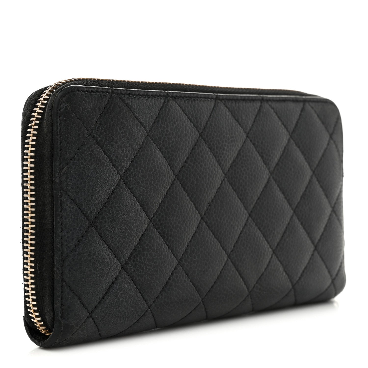 Caviar Quilted Large Gusset Zip Around Wallet Navy