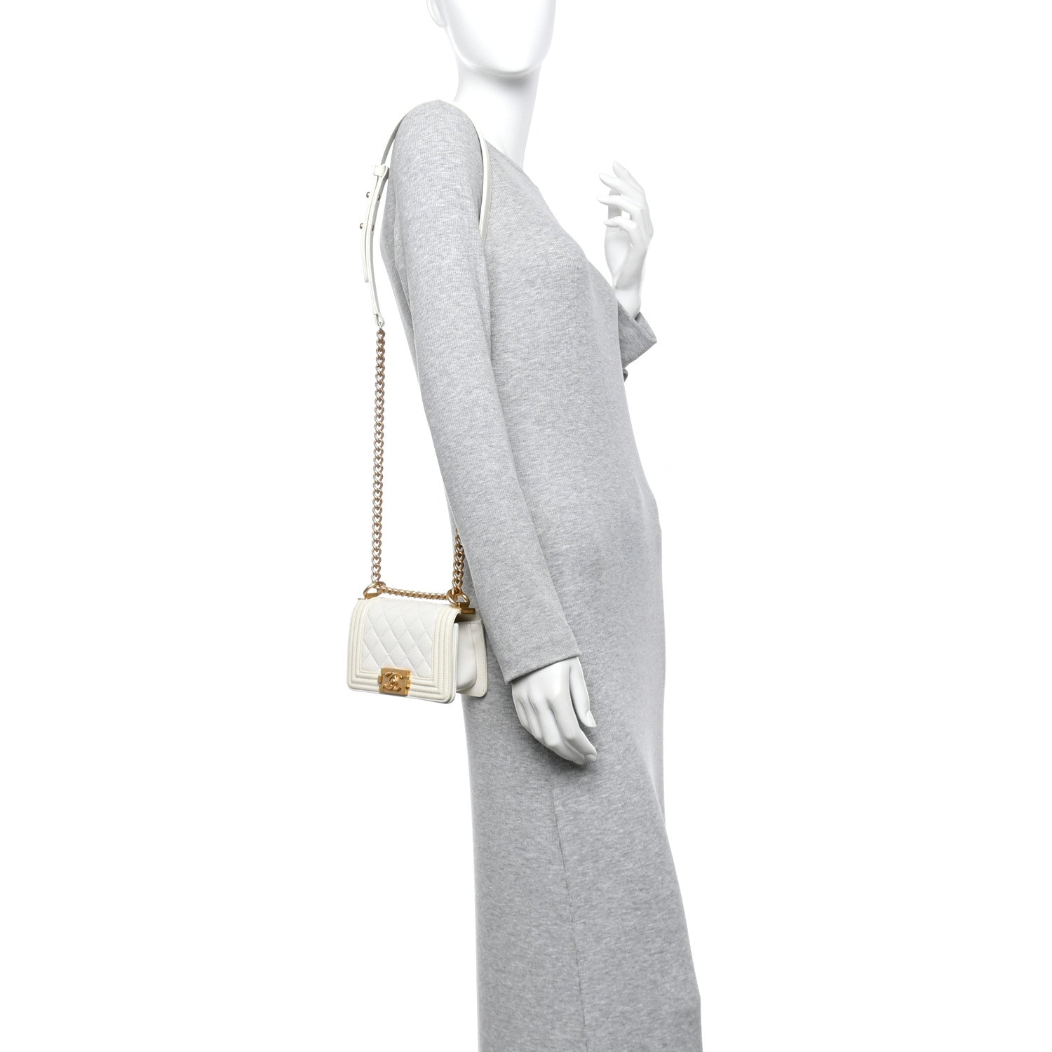 Caviar Quilted Mini Boy Flap White