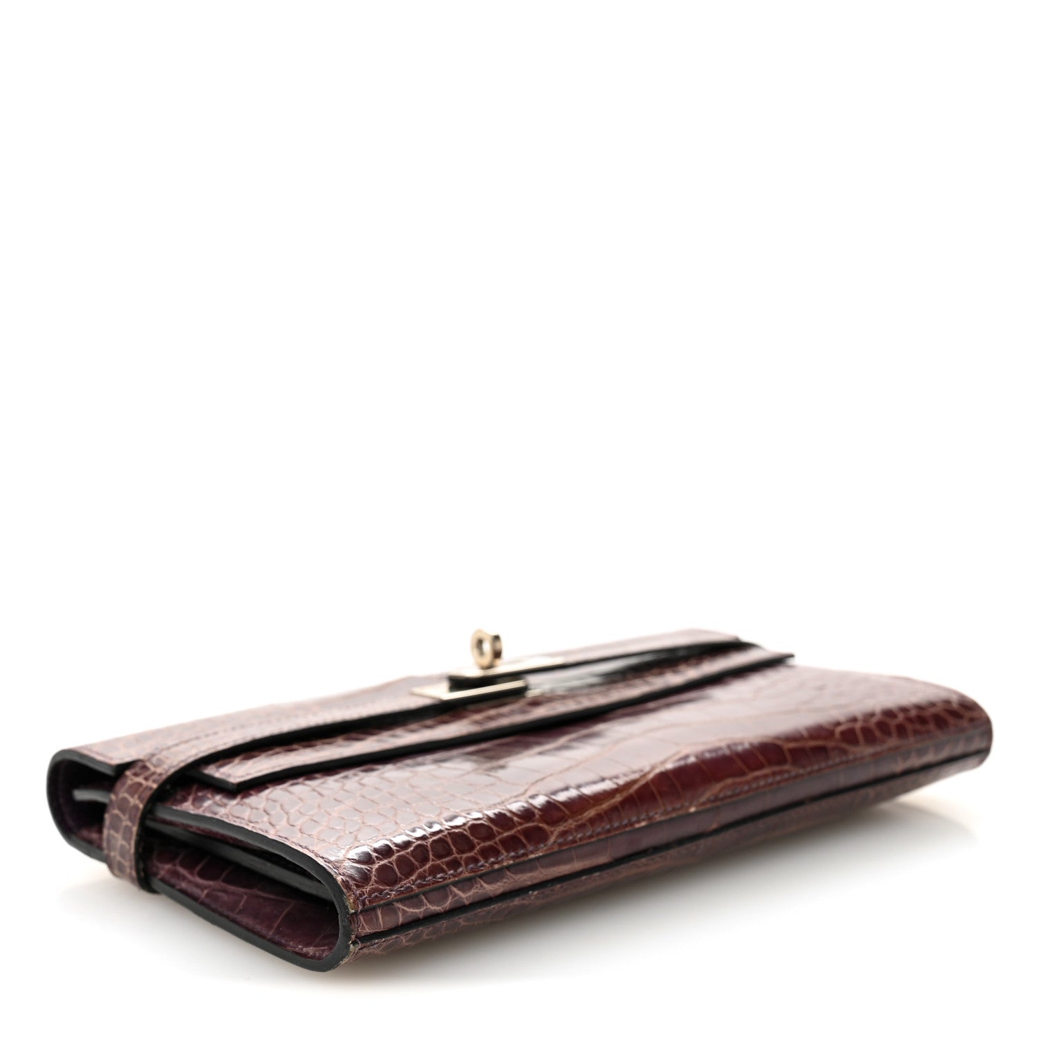 Shiny Alligator Kelly Longue Wallet Amethyst