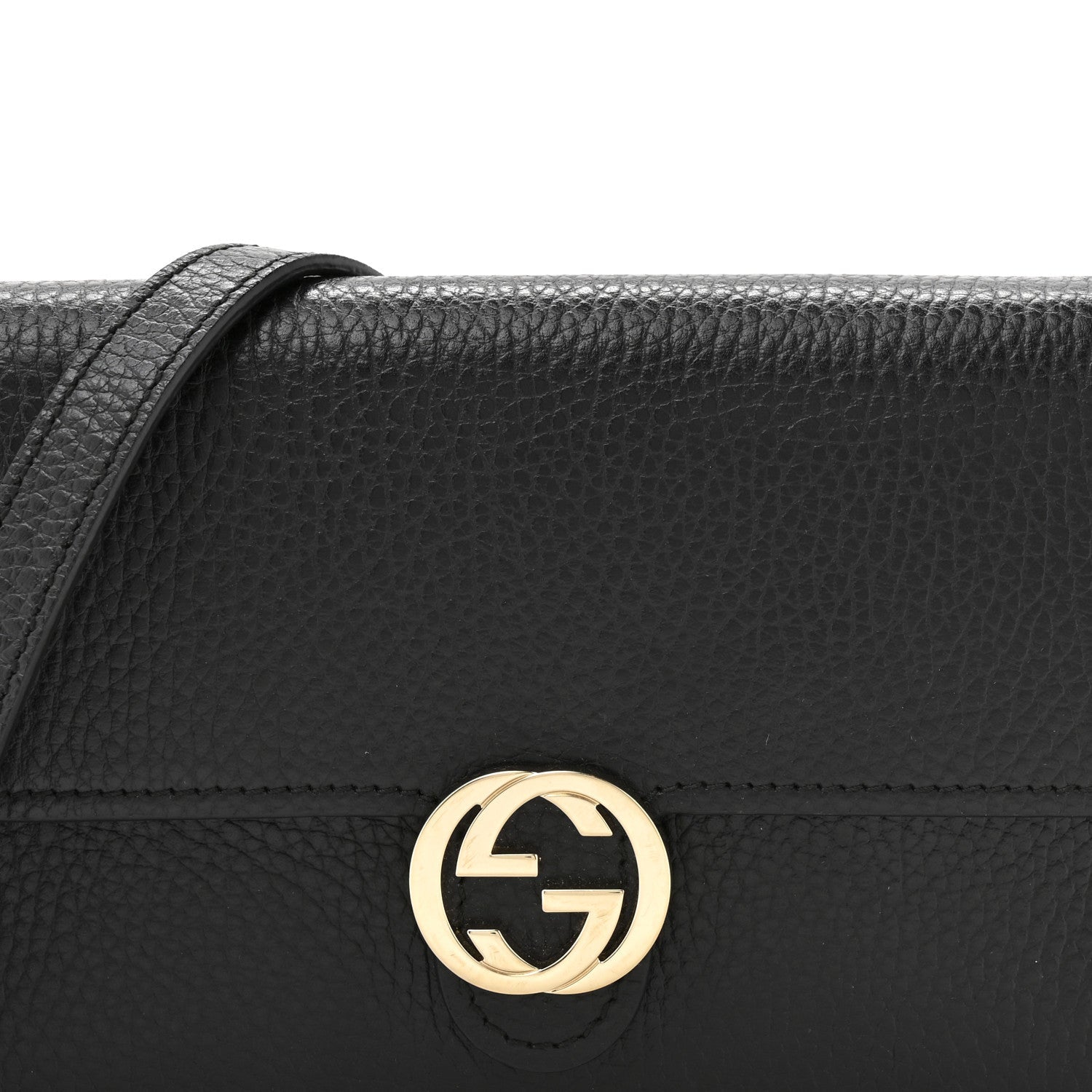 Dollar Calfskin Interlocking G Chain Wallet Black