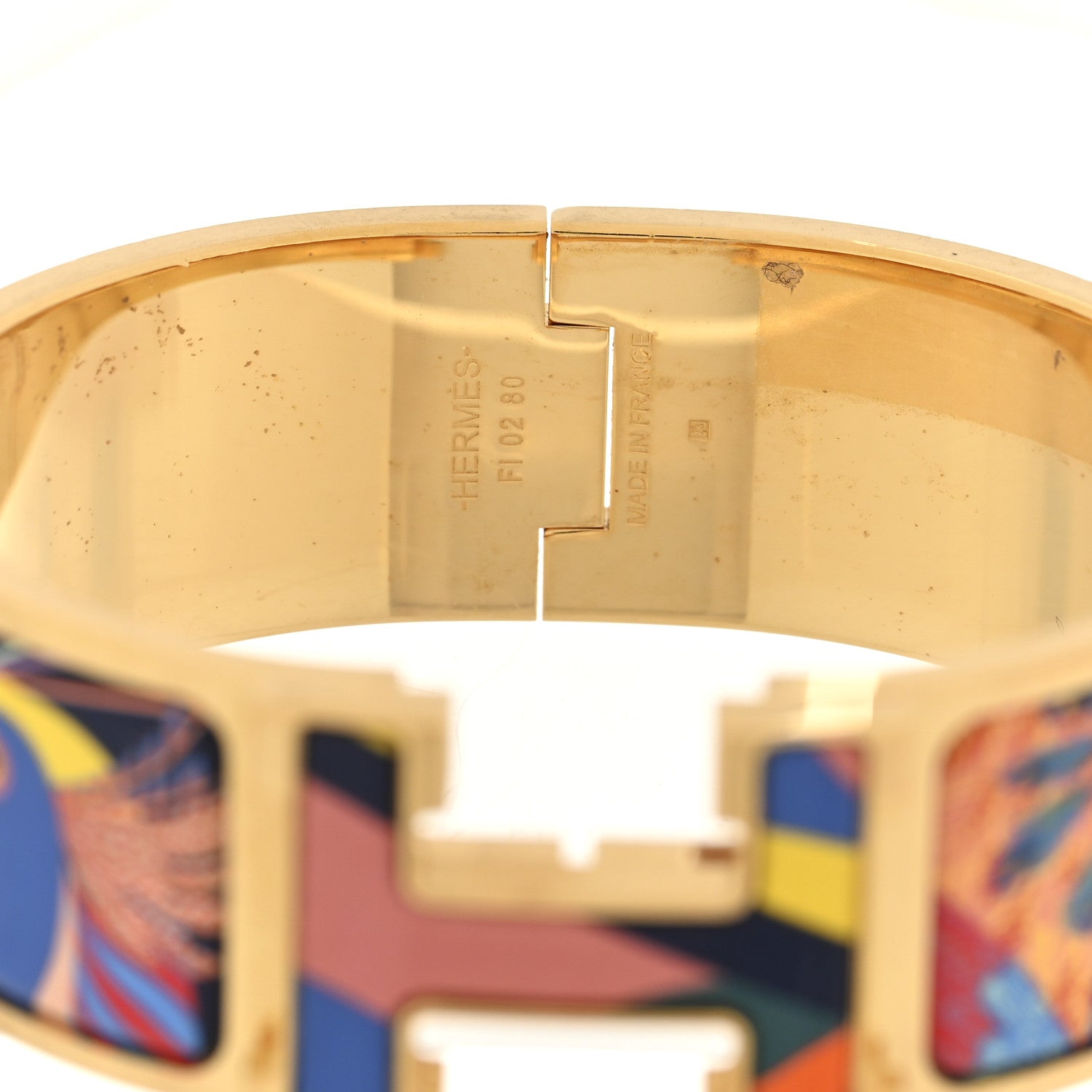 Enamel Toucan de Paradis Printed Wide Click Clac H Bracelet Indigo Multicolor